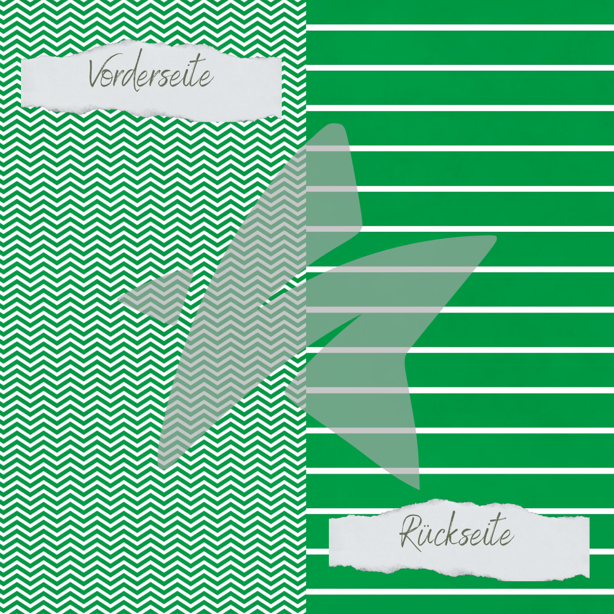 Designpapier - Basic - Kleeblatt - Breite Linien + Zickzack - Doppelseitig bedruckt