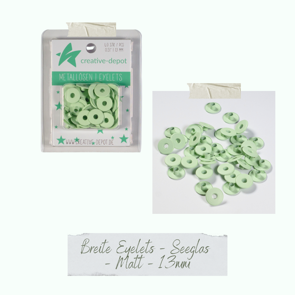 CD-EY-102_Breite-Eyelets-Seeglas-Matt-13mm Breite Eyelets - Seeglas - Matt - 13 mm