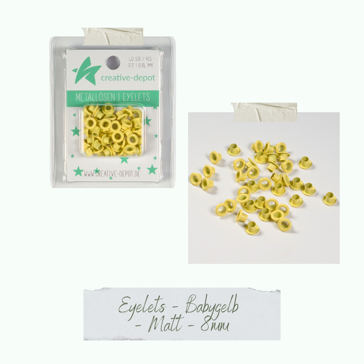 CD-EY-074_Eyelets-Babygelb-Matt-8mm Eyelets - Babygelb - Matt - 8 mm