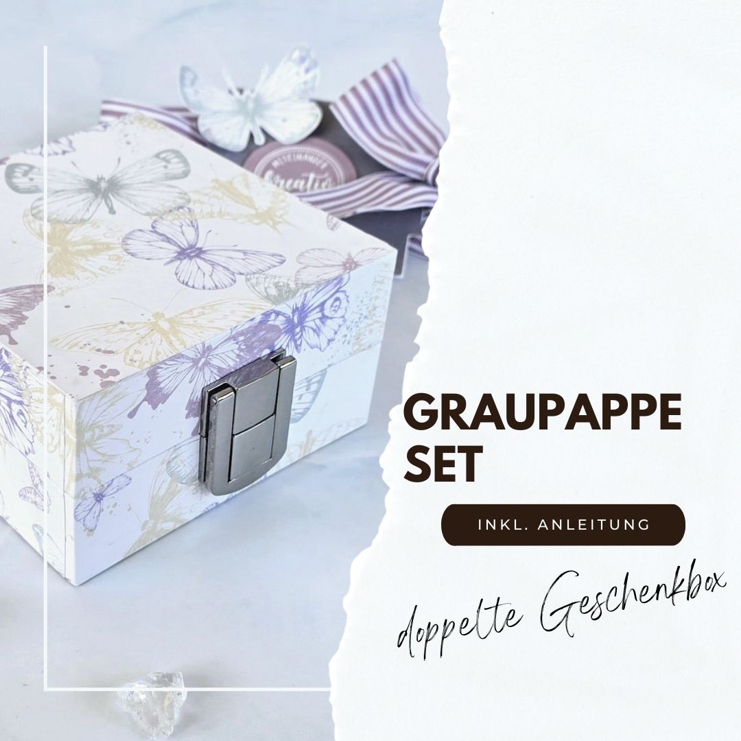 Graupappe Set doppelte Geschenkbox inkl Anleitung