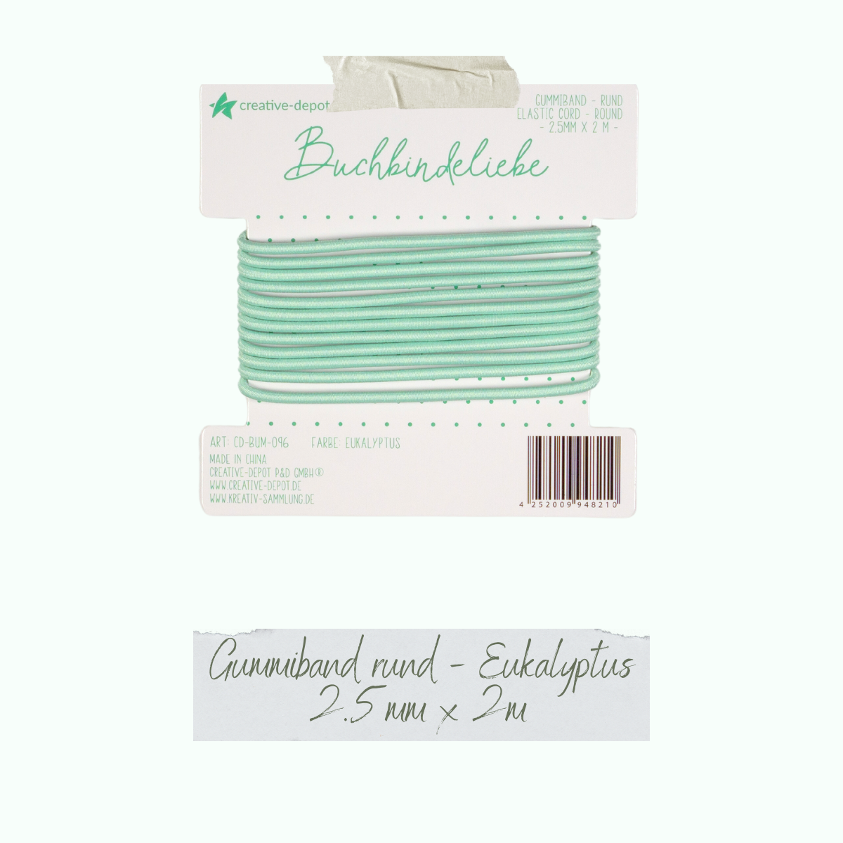 CD-BUM-096_Gummiband-rund-Eukalyptus Gummiband - Eukalyptus - rund - Buchbindeliebe