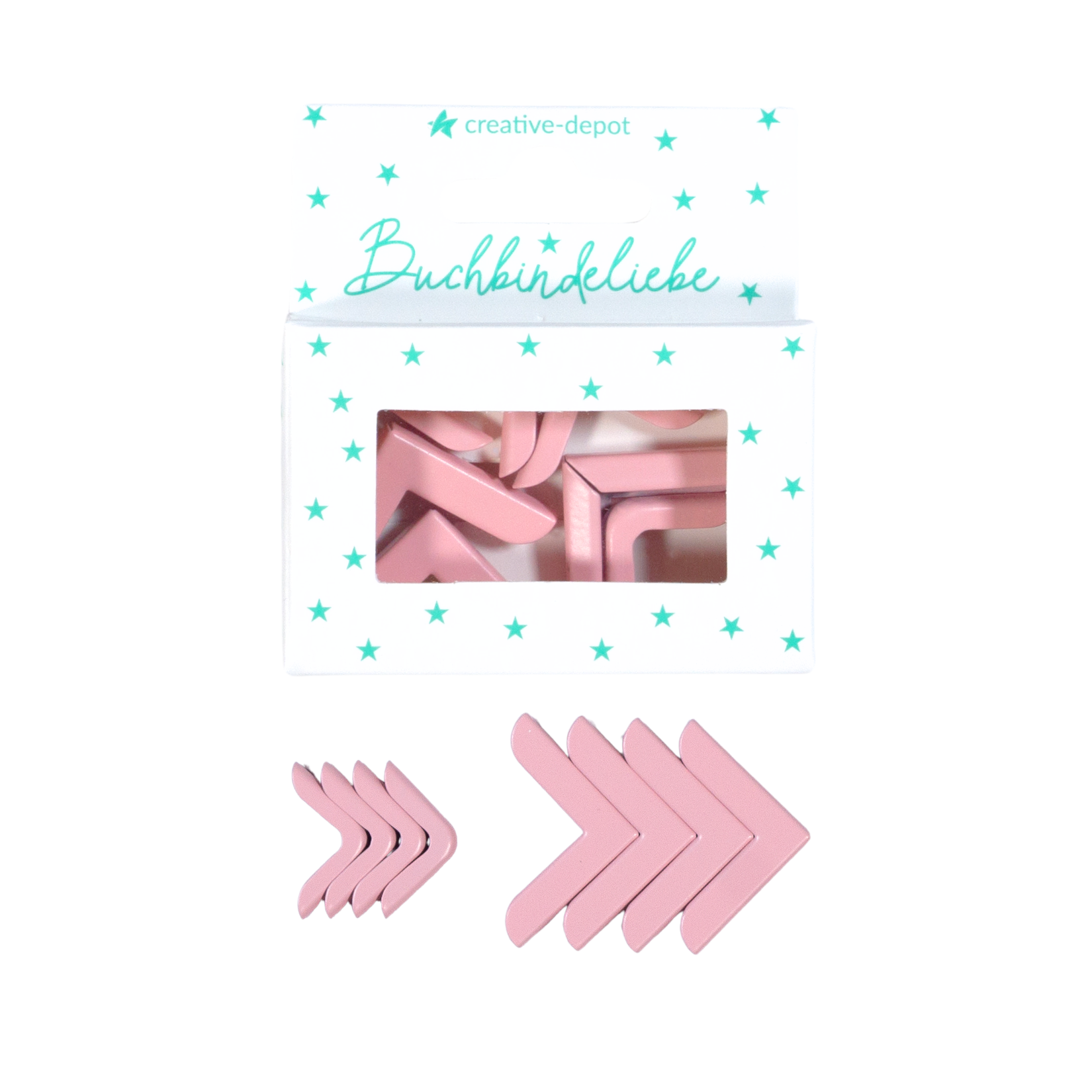 Buchecken - Kaugummi Rosa - Matt - Buchbindeliebe - 8 Stück