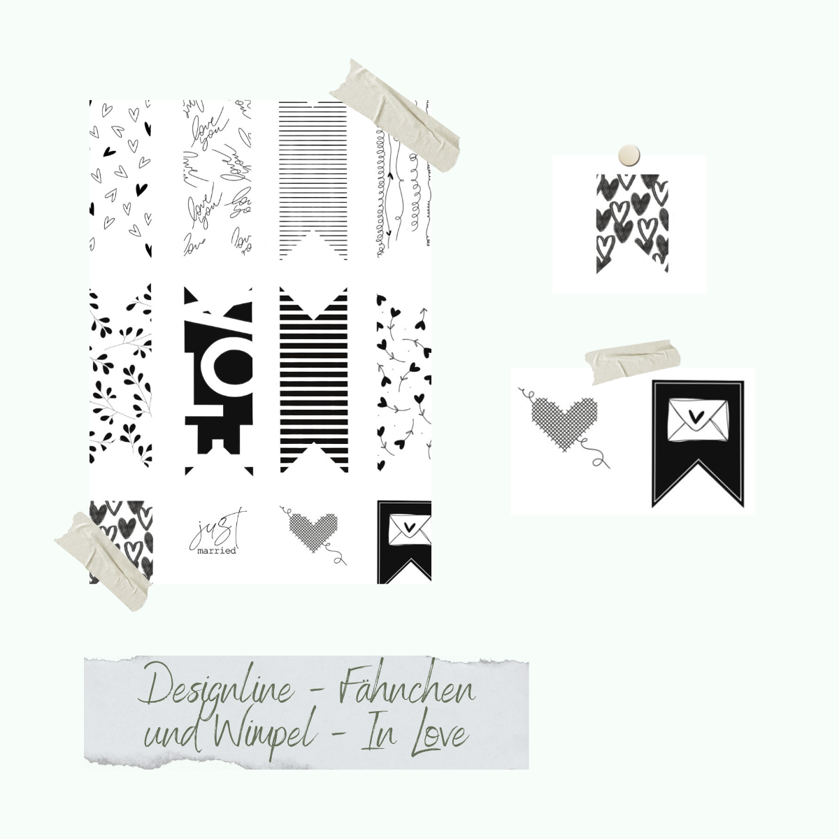 Set de tampons - Designline - Fähnchen und Wimpel - In Love Set de tampons - Designline - Fähnchen und Wimpel - In Love