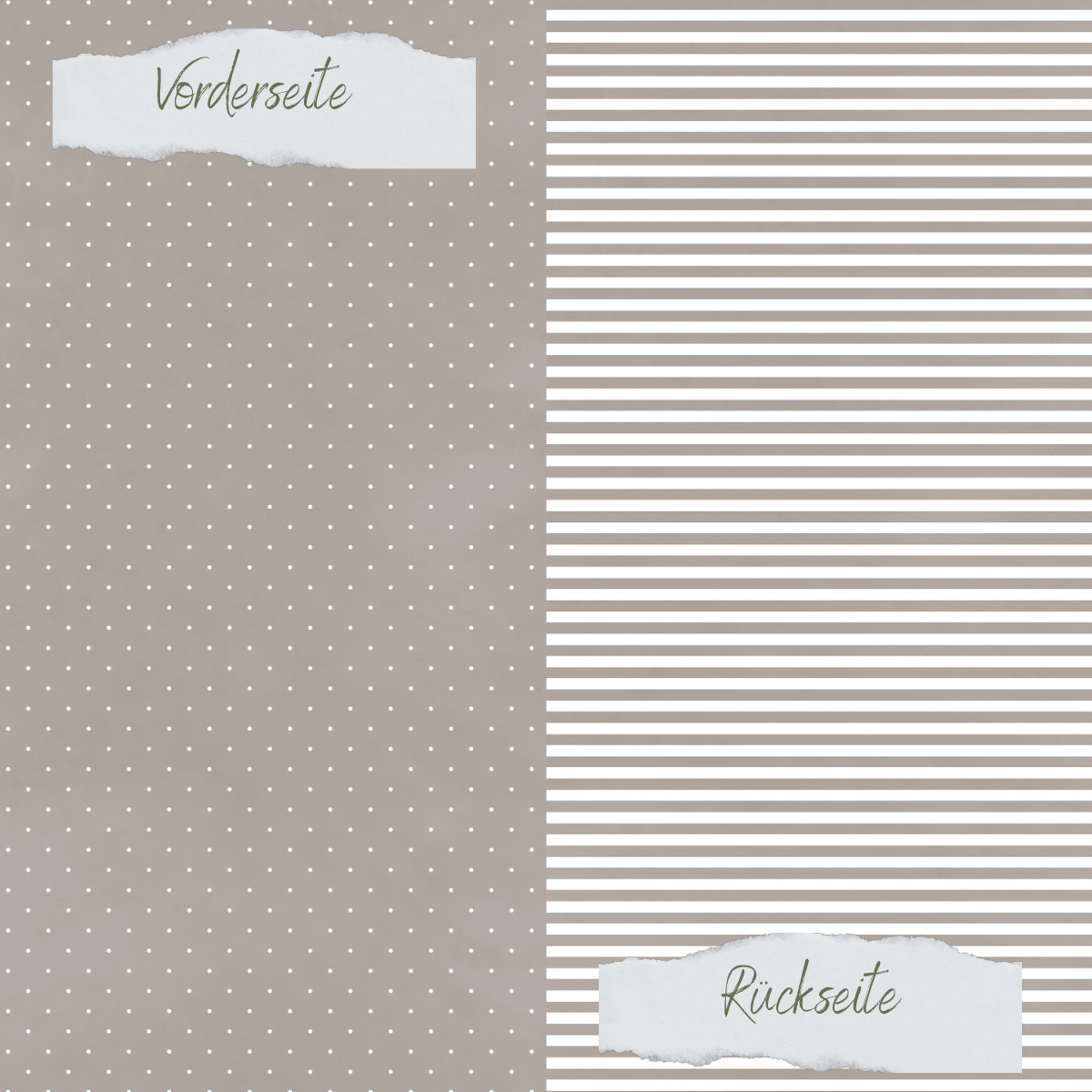 Designpapier - Basic - Taupe - Mini Pünktchen + Schmale Streifen - Doppelseitig bedruckt