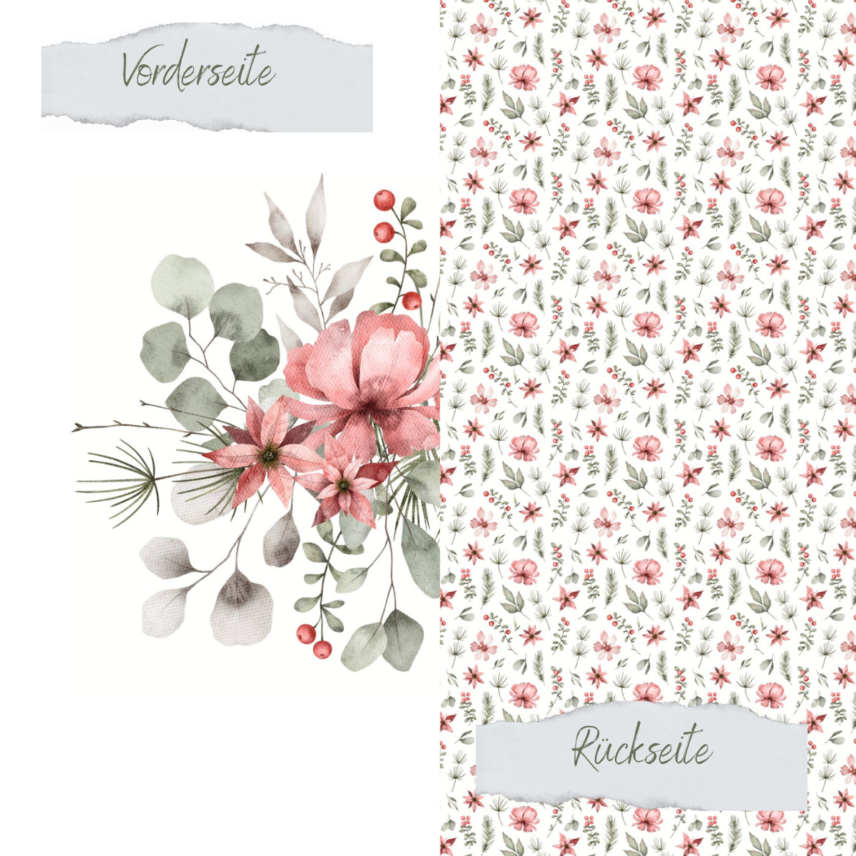 Designpapier - Winterbouquet - Doppelseitig bedruckt