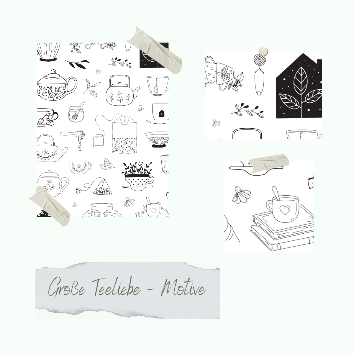 CD-Stt-1112-Grosse-Teeliebe-Motive Set de tampons - Große Teeliebe - Motive