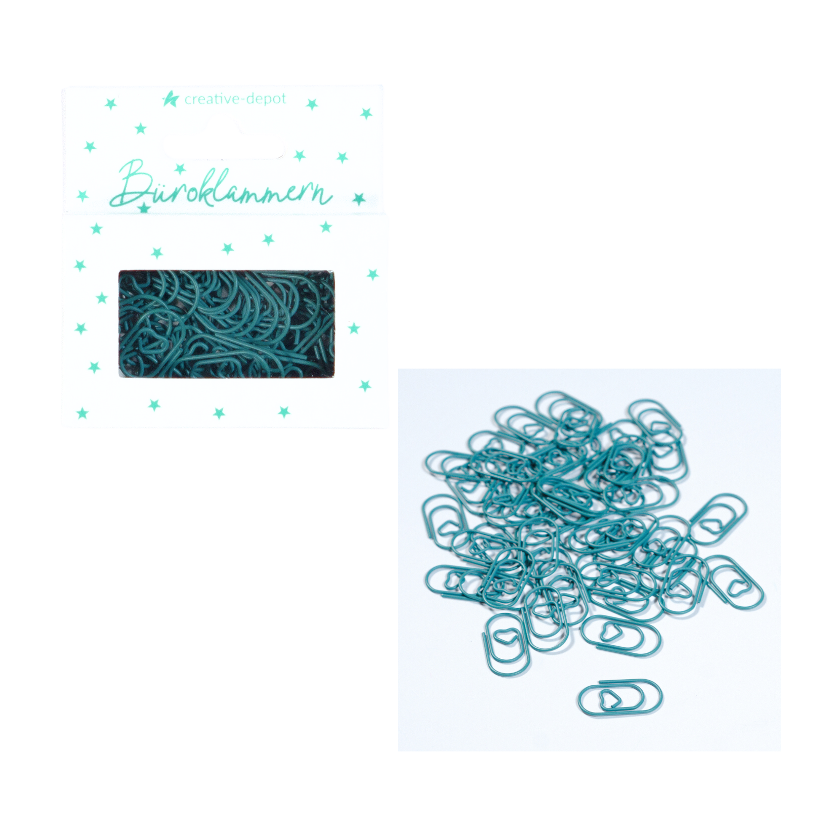 Büroklammer Herz - Salbei - Matt - 50 Stück