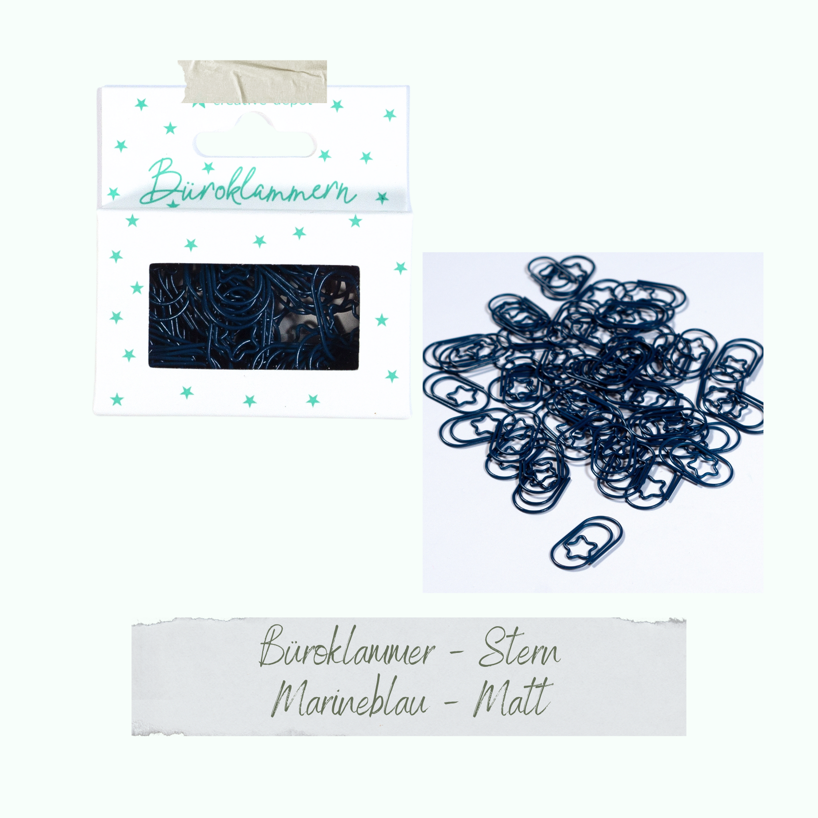 Büroklammer Stern - Marineblau - Matt - 50 Stück Büroklammer Stern - Marineblau - Matt - 50 Stück