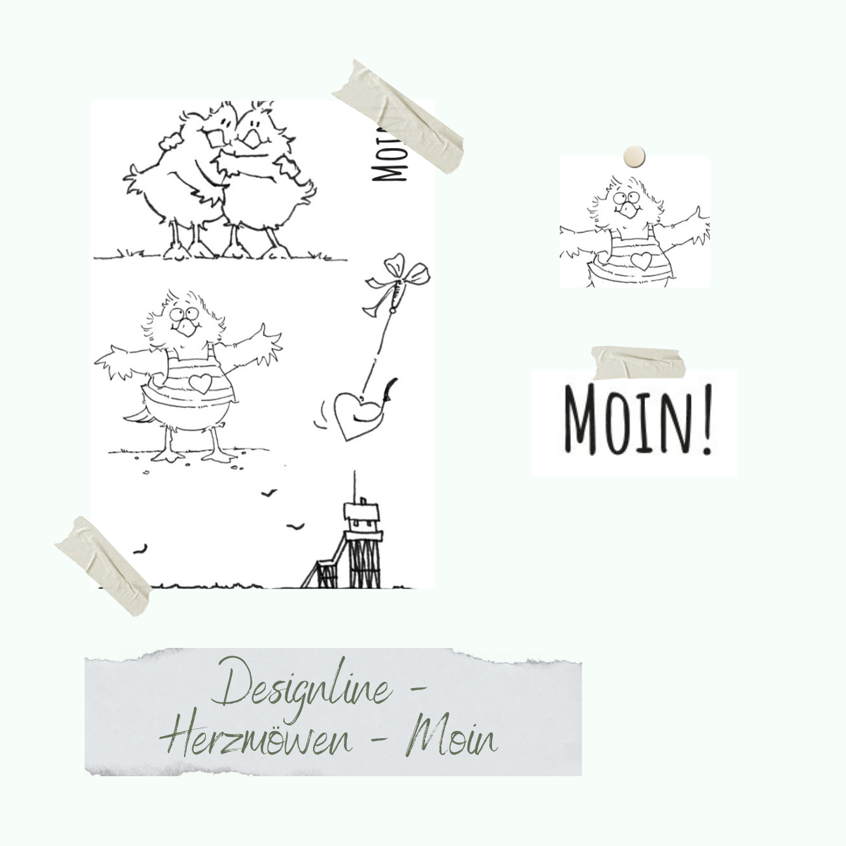 Stempelset - Designline - Herzmöwen - Moin