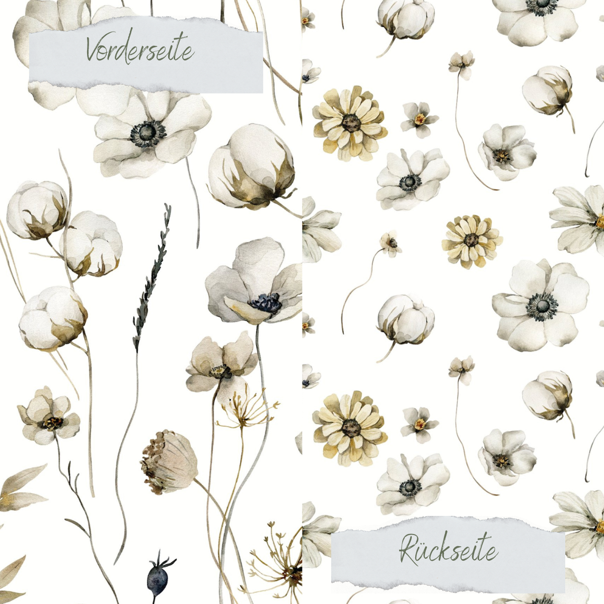 Papier décoratif - Weiße Anemonen II - Imprimé recto-verso