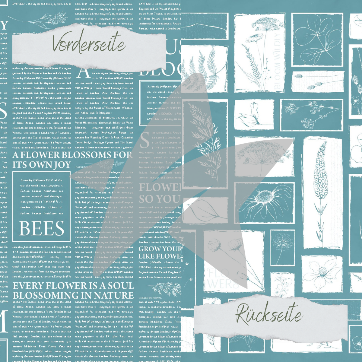 CD-BP-101 Papel de diseño - Basic - Salbei - Newspaper + Wildflowers - Impreso por las dos caras
