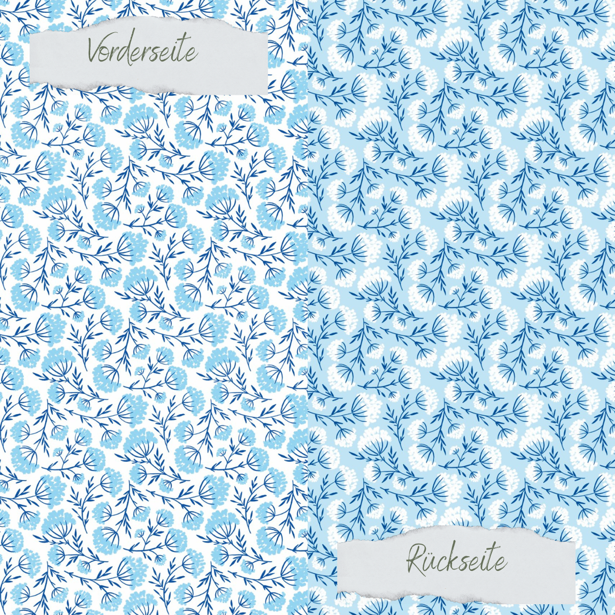 Designpapier - Puschelblumen - Doppelseitig bedruckt