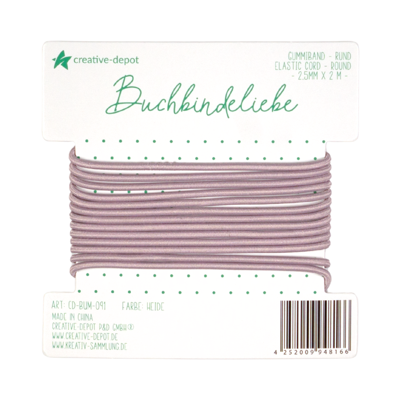 Gummiband - Heide - rund - Buchbindeliebe