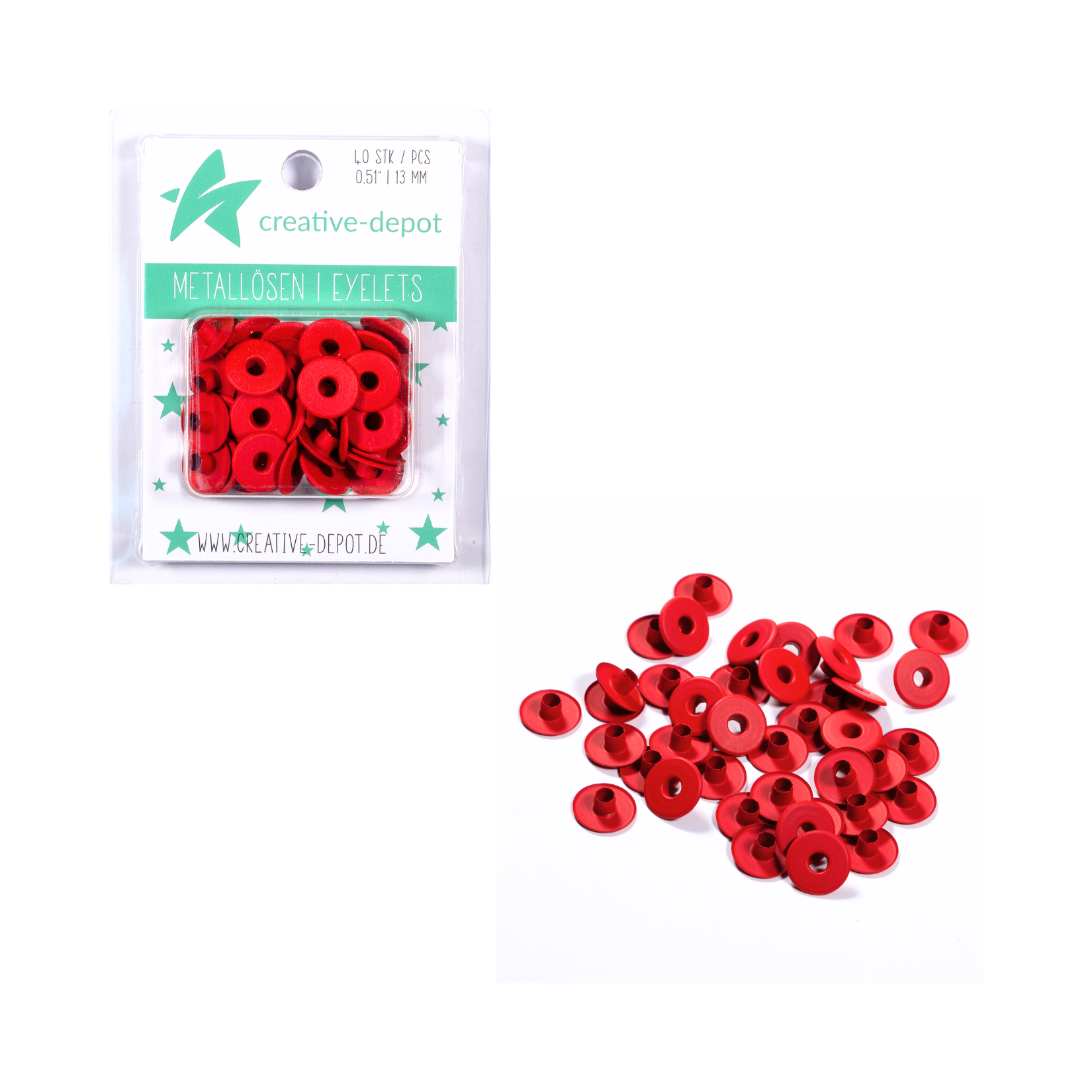 Breite Eyelets - Weihnachtsrot - Matt - 13 mm