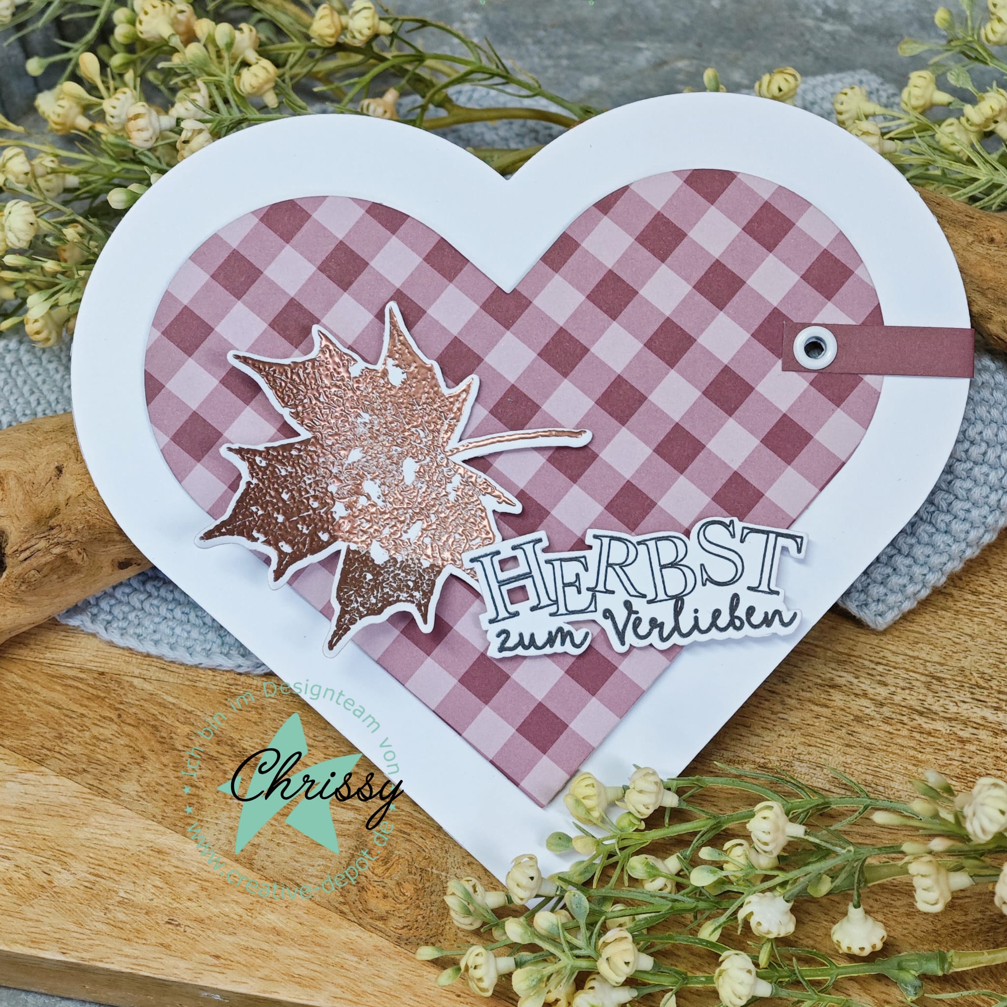 Papel de diseño - Basic - Herbstbeere - Breite Linien + Karo - Impreso por ambas caras