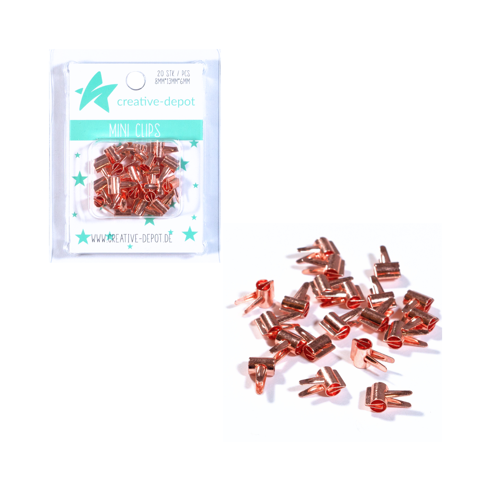 Mini Clip - rosegoldfarbend - 20 Stück