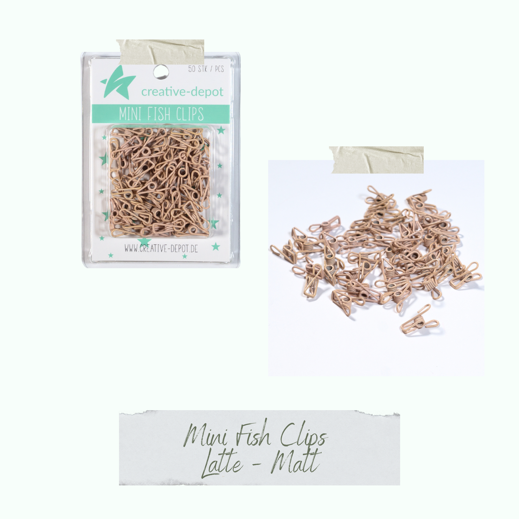 Mini Fish Clip - Latte - Matt - 50 Stück