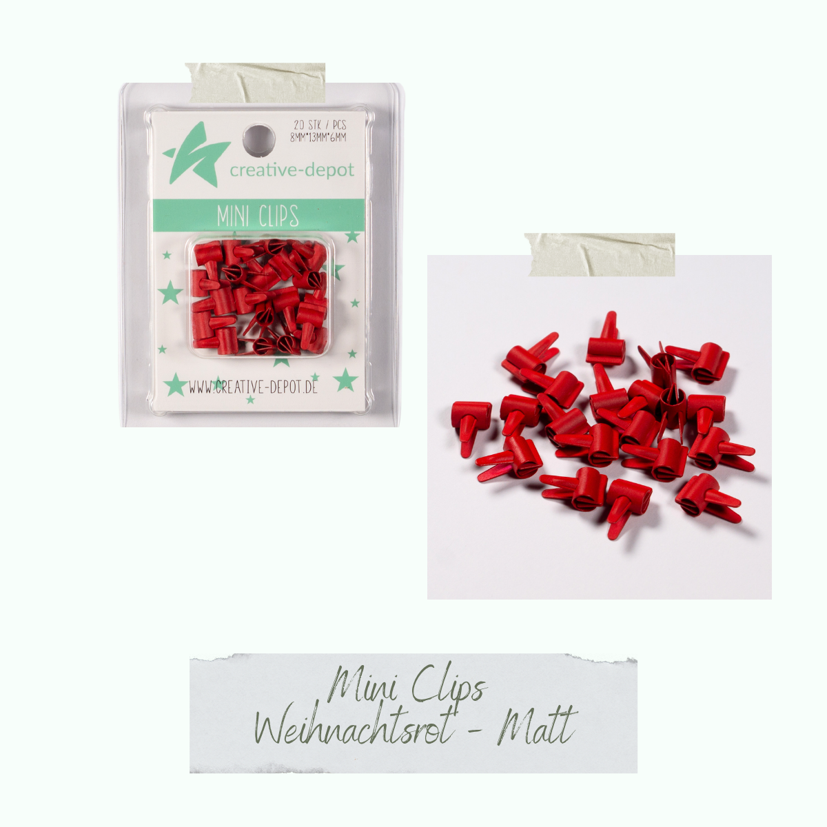 Mini Clip - Weihnachtsrot - Matt - 20 Stück Mini Clip - Weihnachtsrot - Matt - 20 Stück
