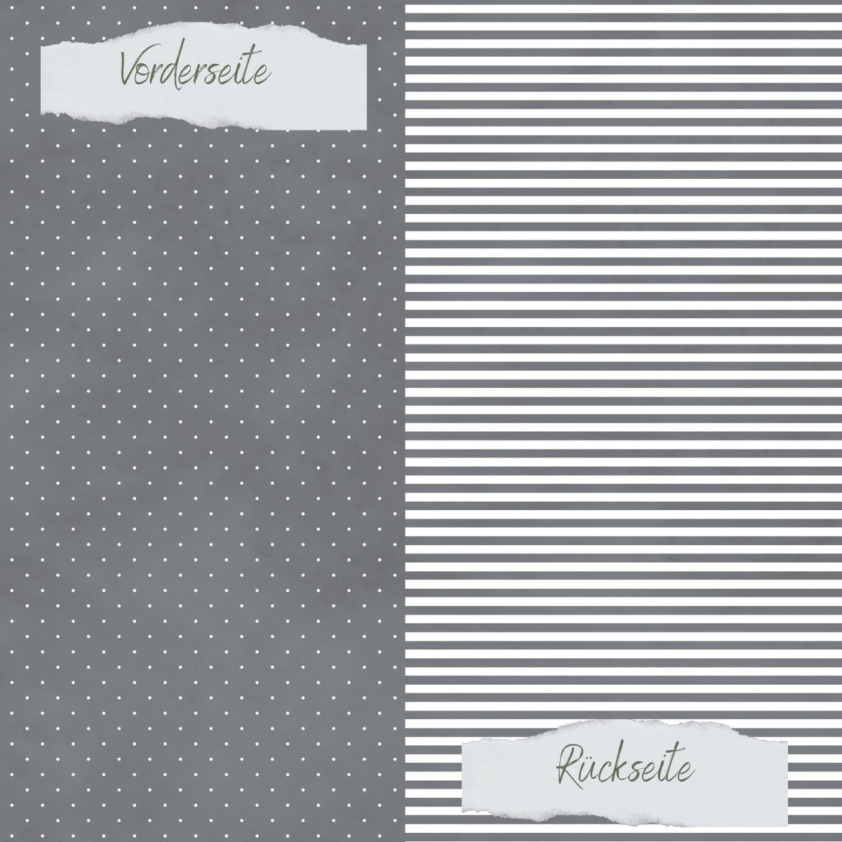 Designpapier - Basic - Dunkelgrau - Mini Pünktchen + Schmale Streifen - Doppelseitig bedruckt