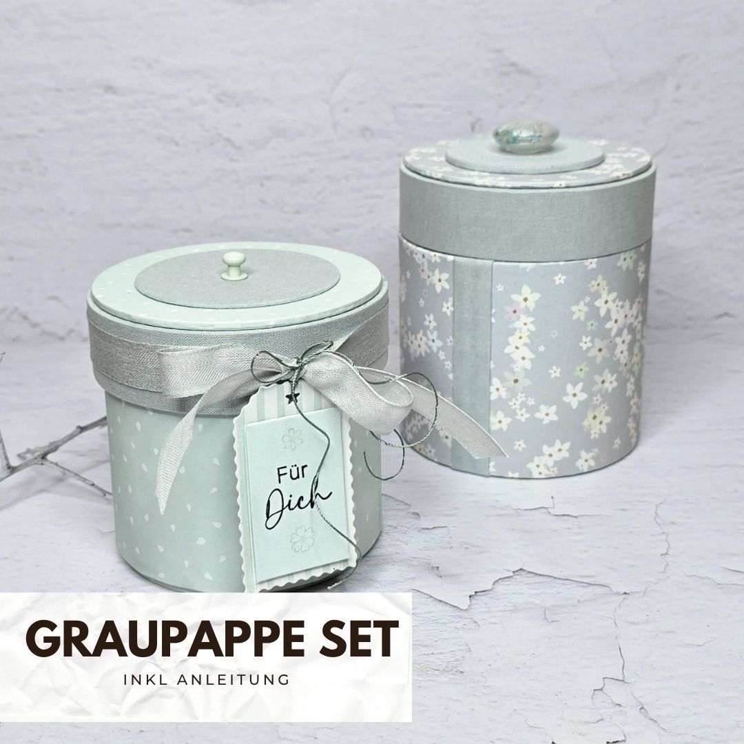 Graupappe Set inkl. Anleitung runde Box mit Stülpdeckel