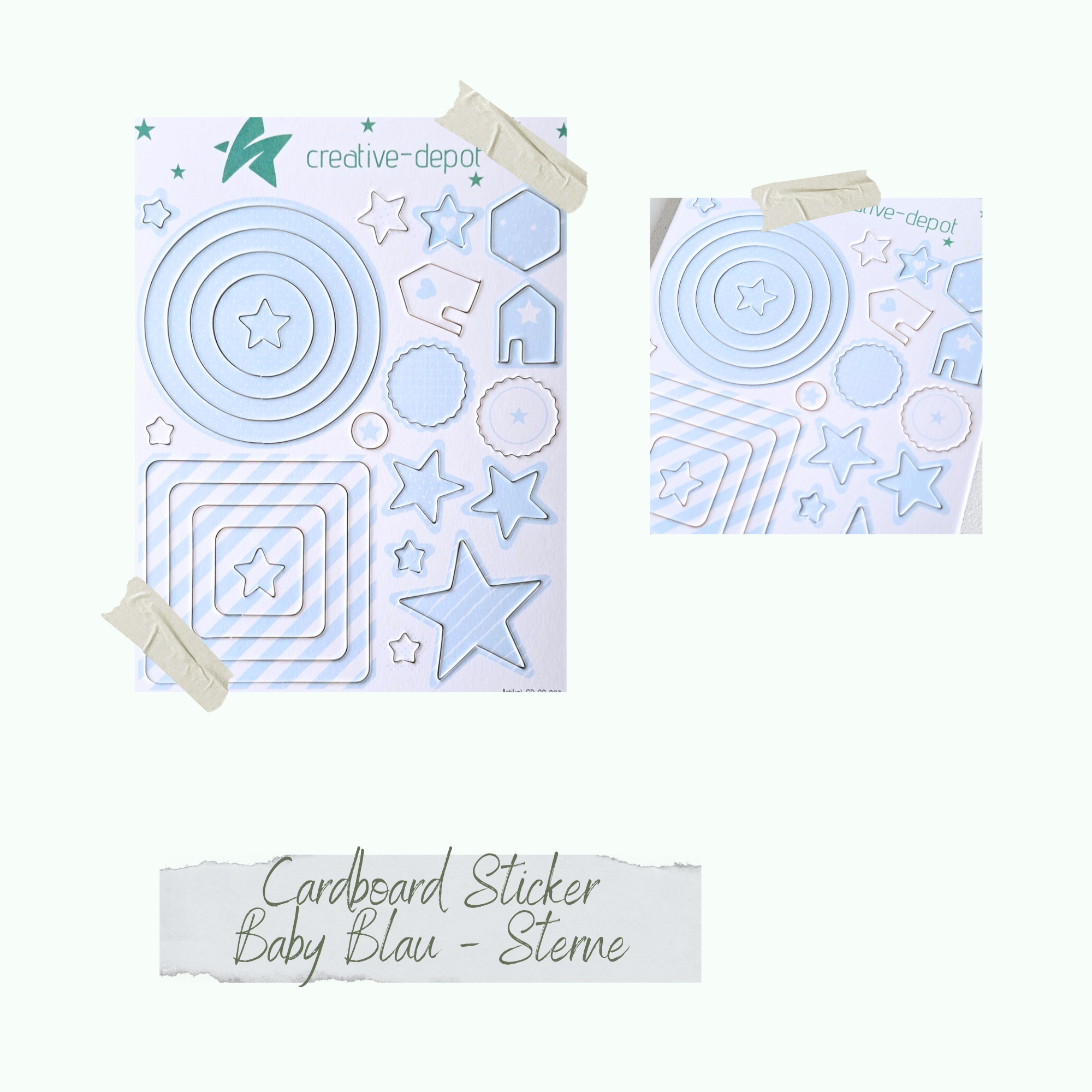 CD-CS-007 Cardboard Sticker - Baby Blau - Sterne