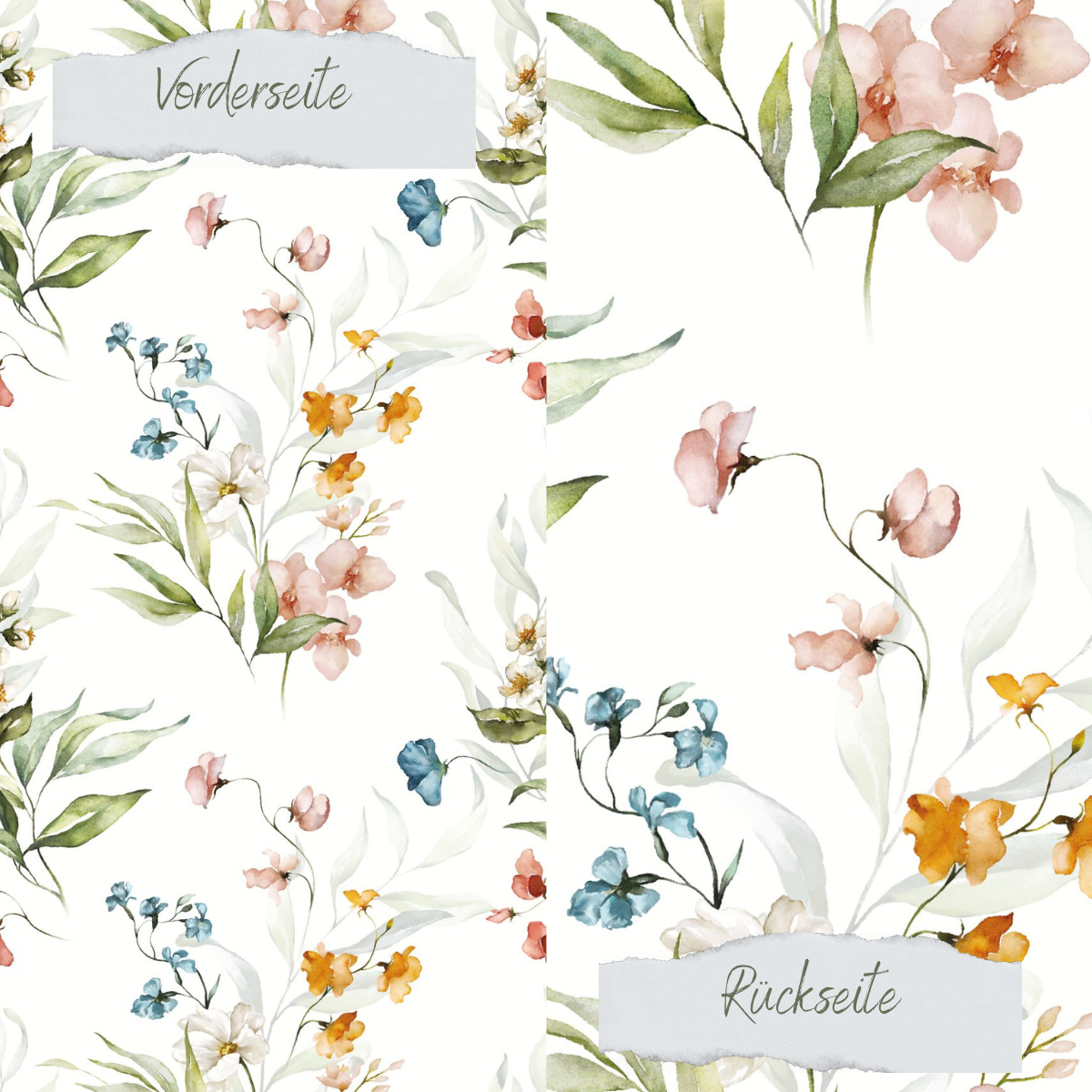 Designpapier - Bunte Sommerblumen - Doppelseitig bedruckt