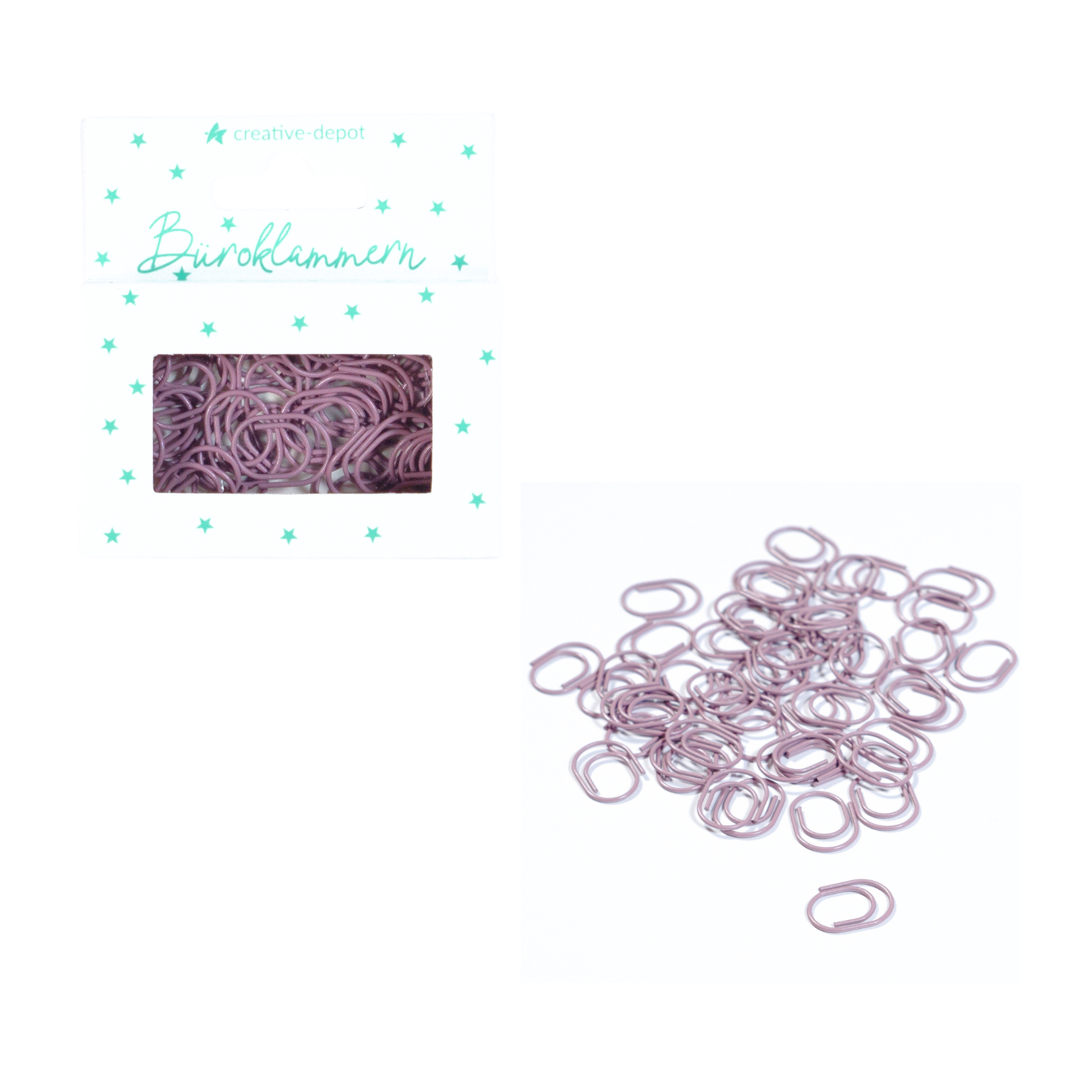 Büroklammer Oval - Malve - Matt - 50 Stück