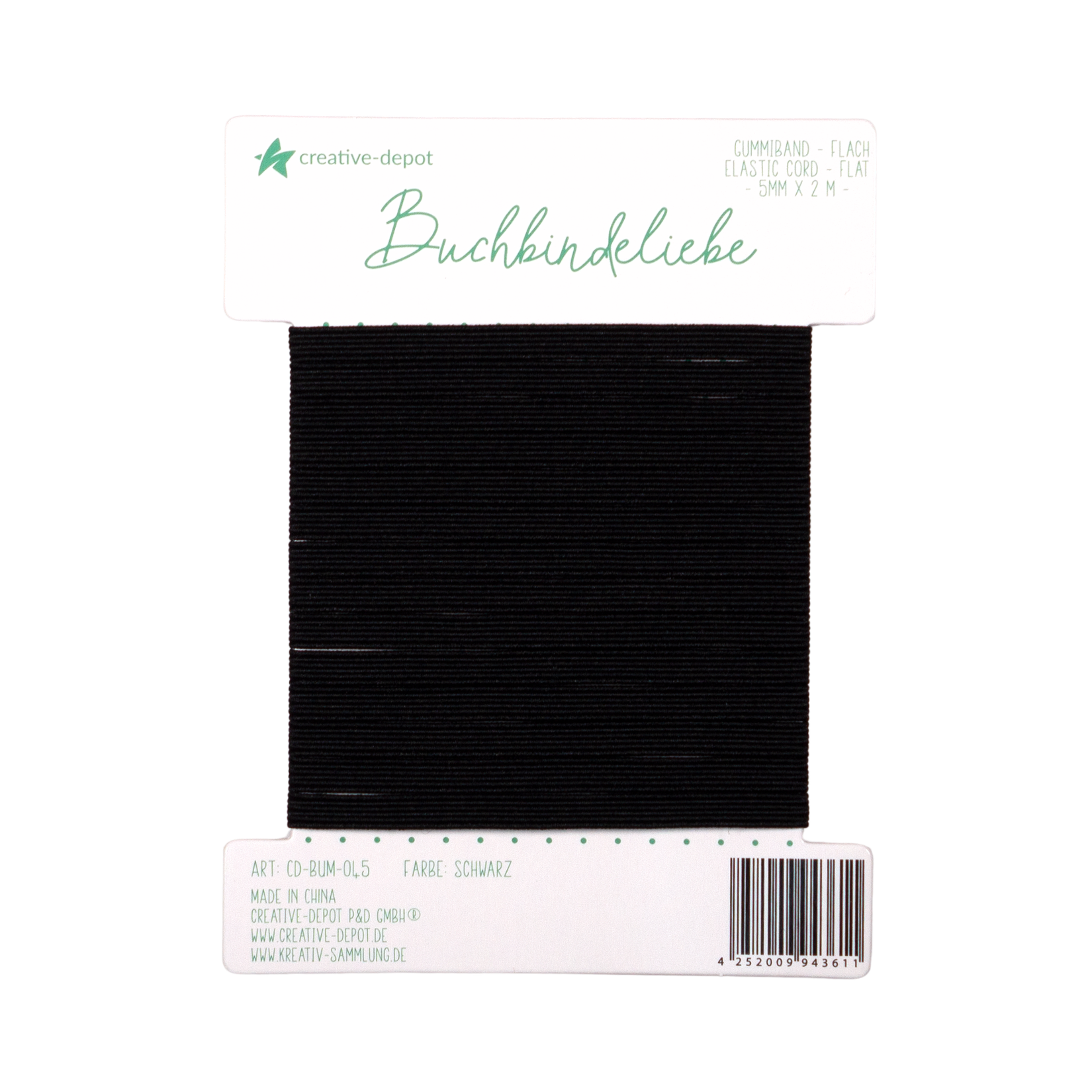 Gummiband - Schwarz - flach - Buchbindeliebe