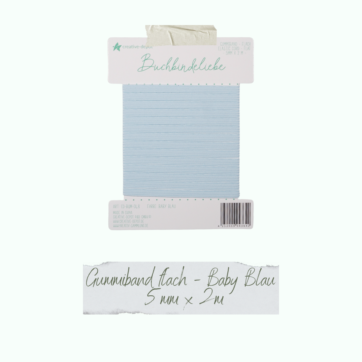CD-BUM-048_Gummiband-flach-Baby-Blau Buchbindeliebe - Gummiband - Baby Blau - flach