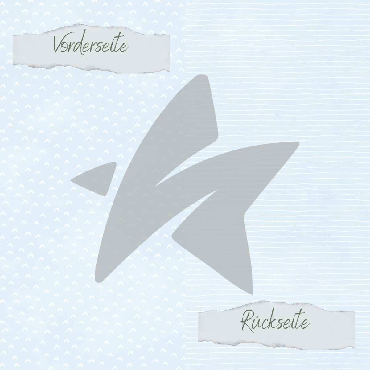 CD-BP-082 Designpapier - Basic - Baby Blau - Doodle Dächer + Streifen - Doppelseitig bedruckt