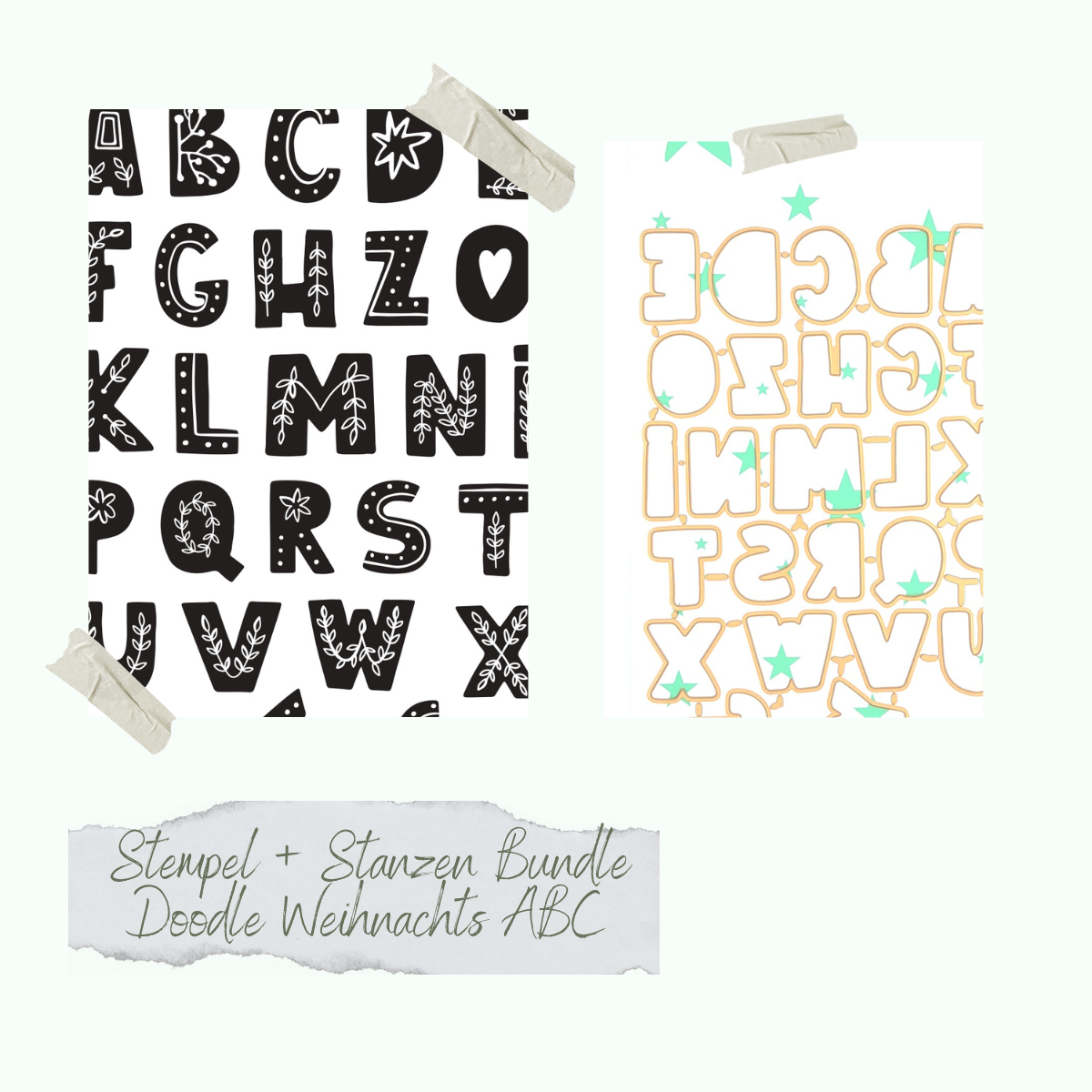 Bundle-Doodle-Weihnachts-ABC Bundle - Set de tampons & emporte-pièces - Doodle Weihnachts ABC