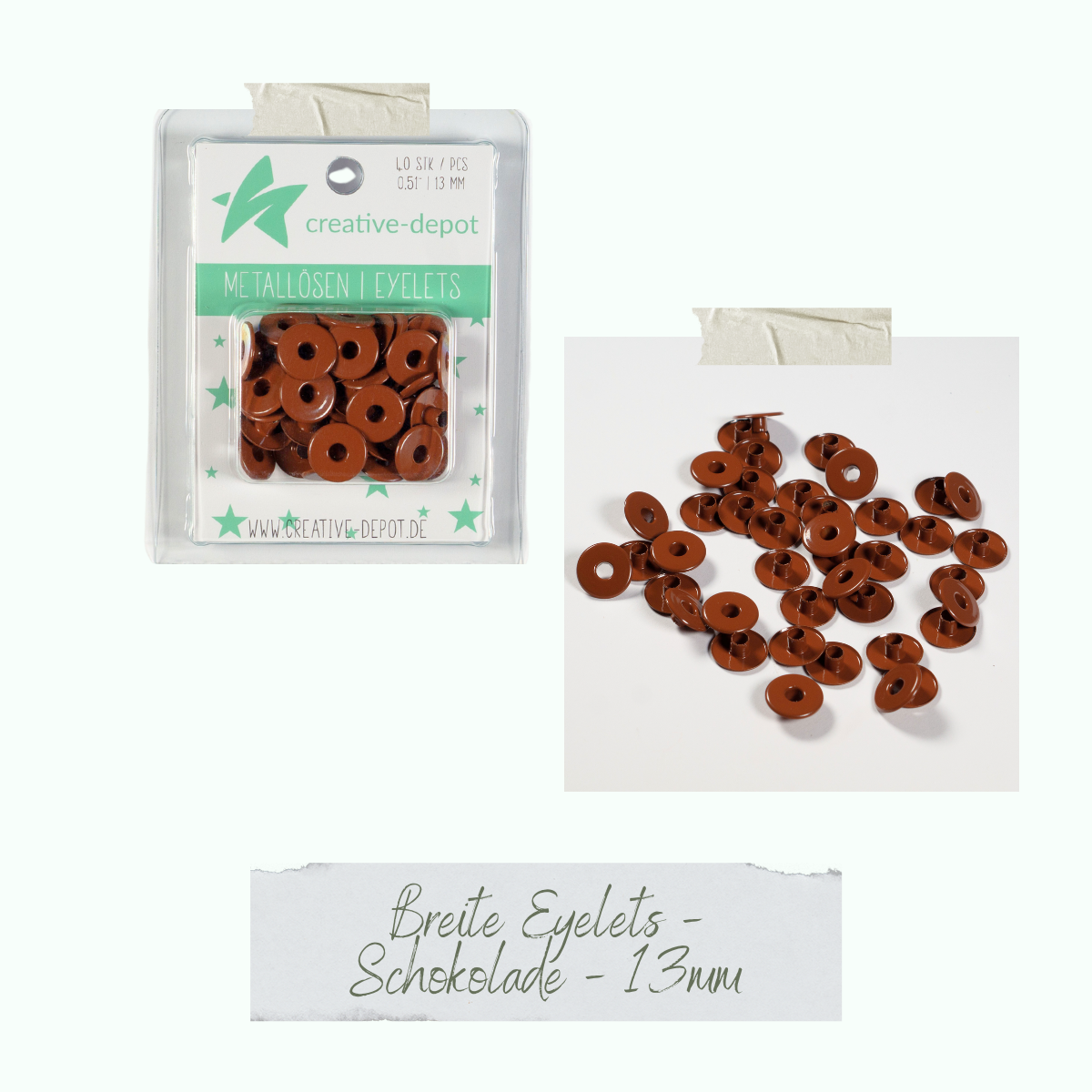 CD-EY-087_Breite-Eyelets-Schokolade-13mm Breite Eyelets - Schokolade - 13mm