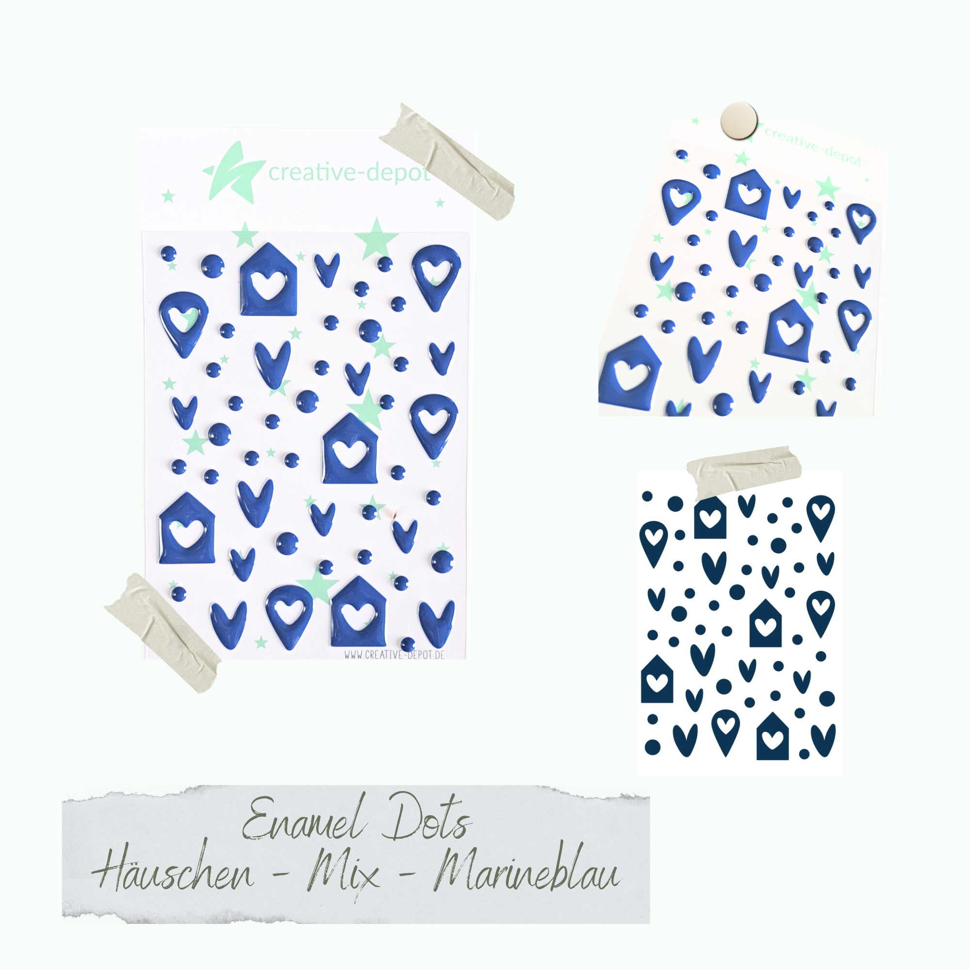 CD-ED-084 Enamel Dots - Häuschen Mix - Marineblau