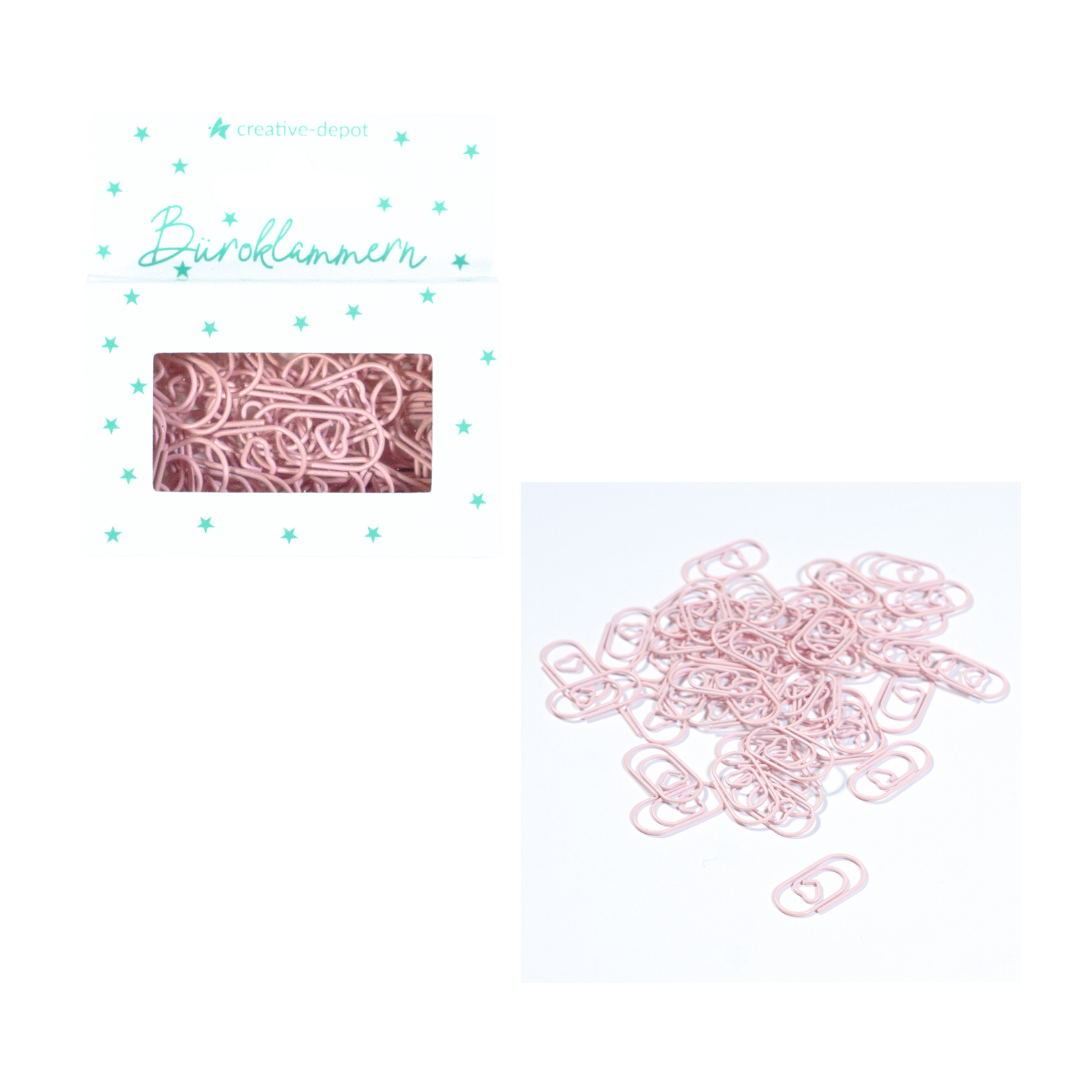 Büroklammer Herz - Baby Rosa - Matt - 50 Stück