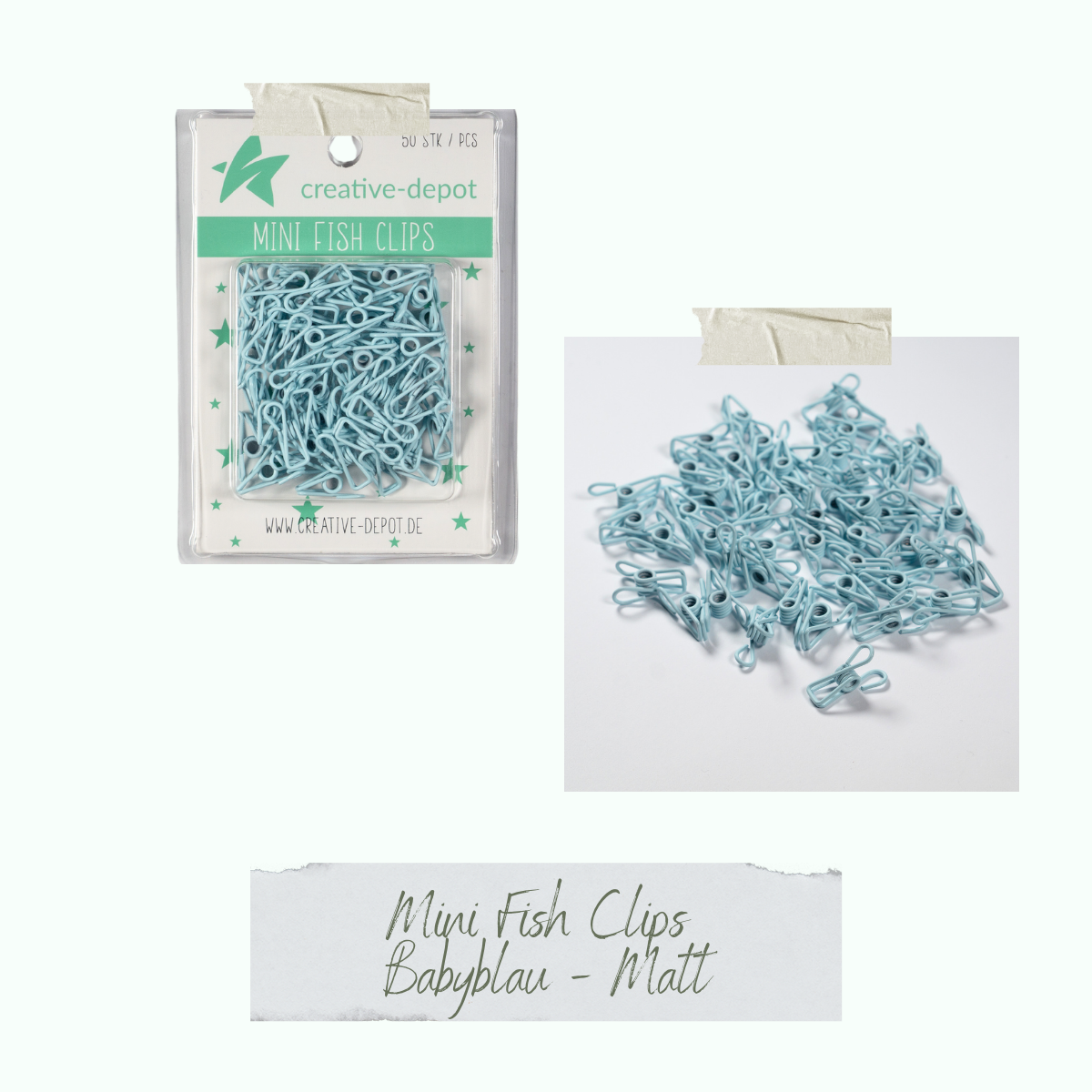 Mini Fish Clip - Baby Blau - Matt - 50 Stück