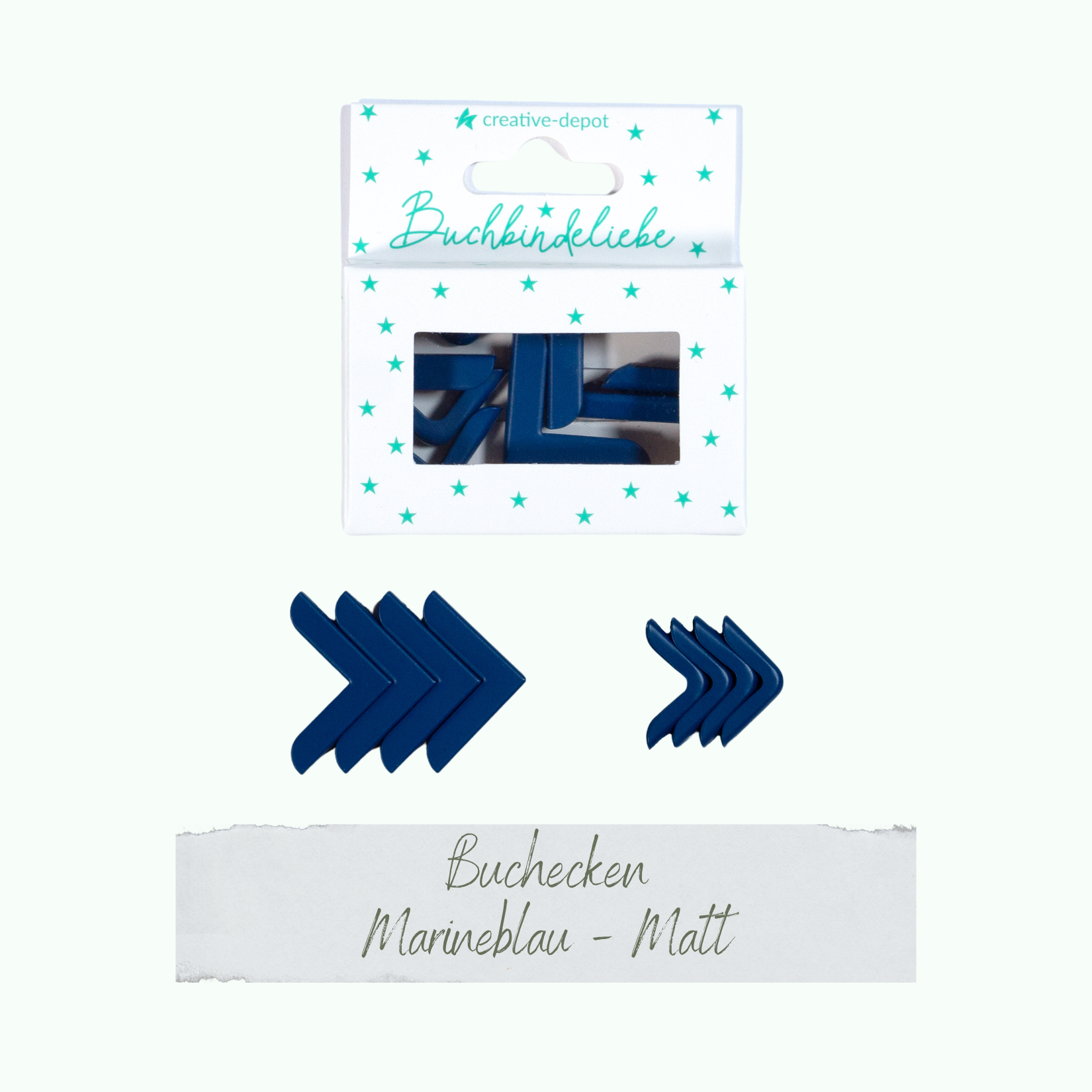 Buchecken - Marineblau - Matt - Buchbindeliebe - 8 Stück  Buchecken - Marineblau - Matt - Buchbindeliebe - 8 Stück