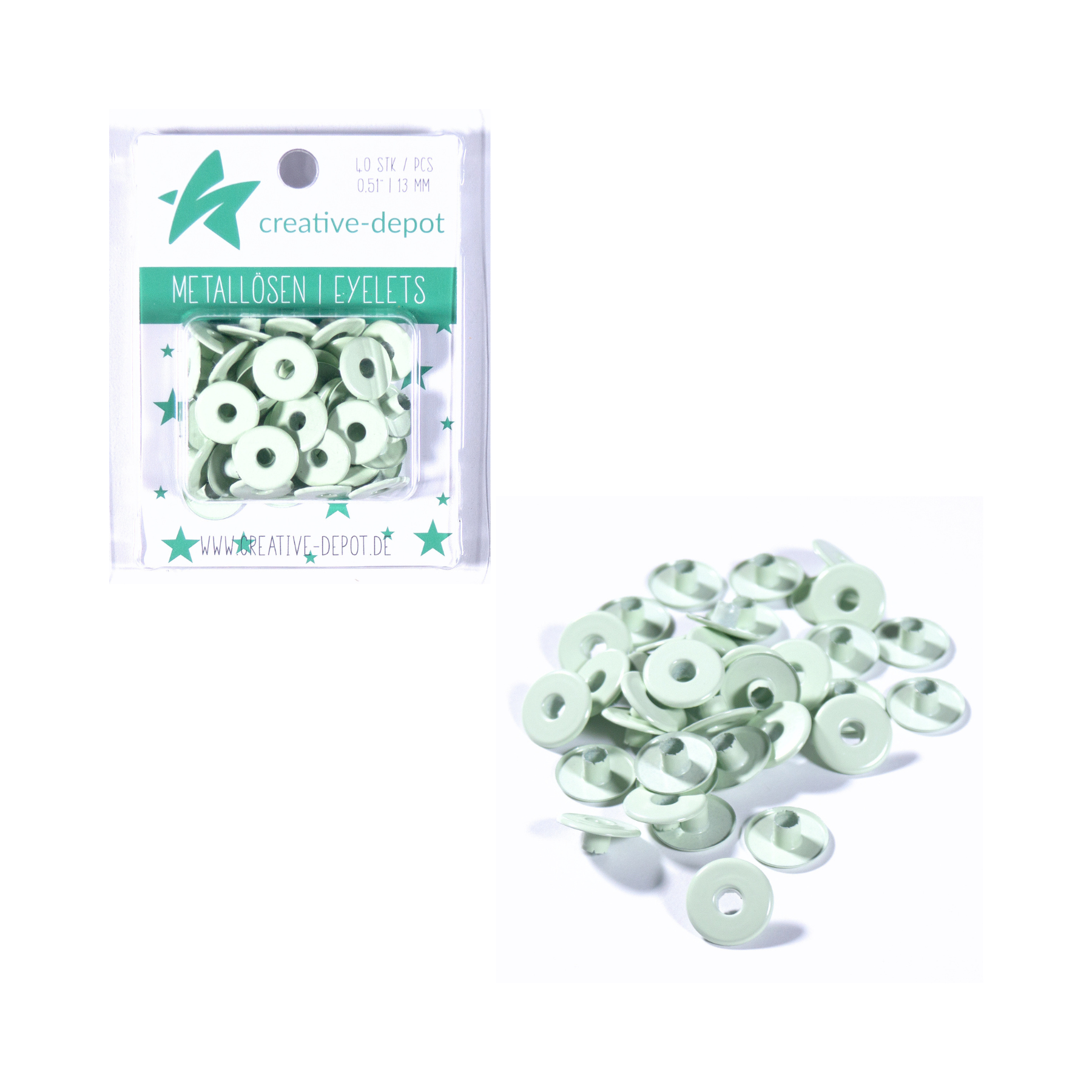 Breite Eyelets - Babymint - 13mm