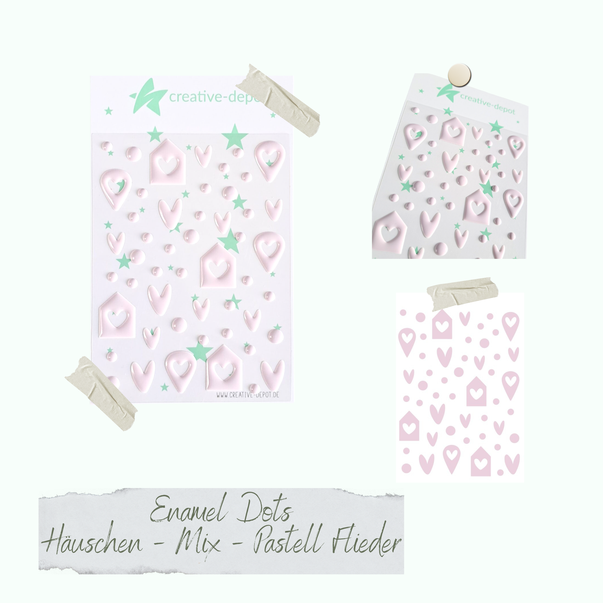 CD-ED-092 Enamel Dots - Häuschen Mix - Pastell Flieder