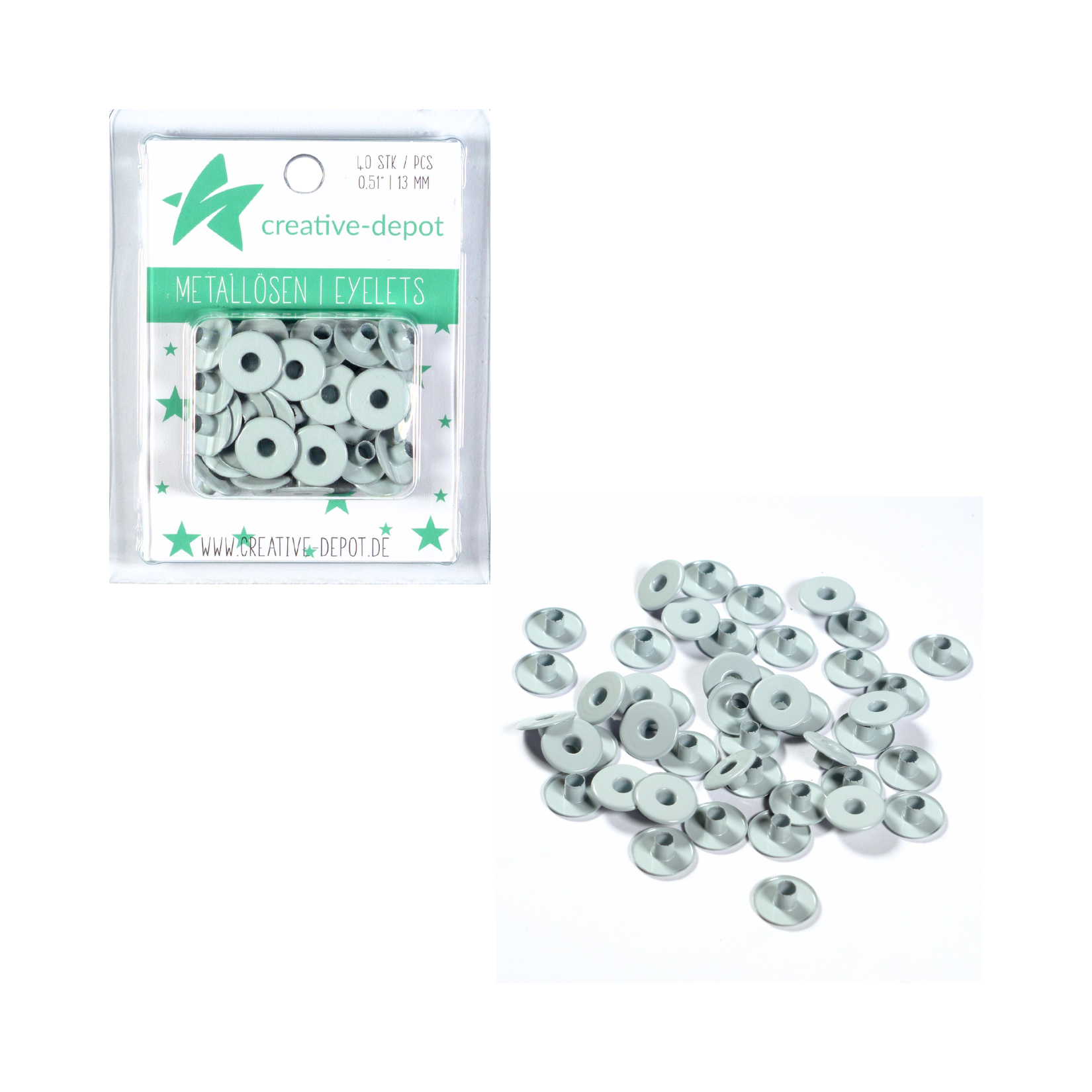 Breite Eyelets - Hellgrau - 13 mm