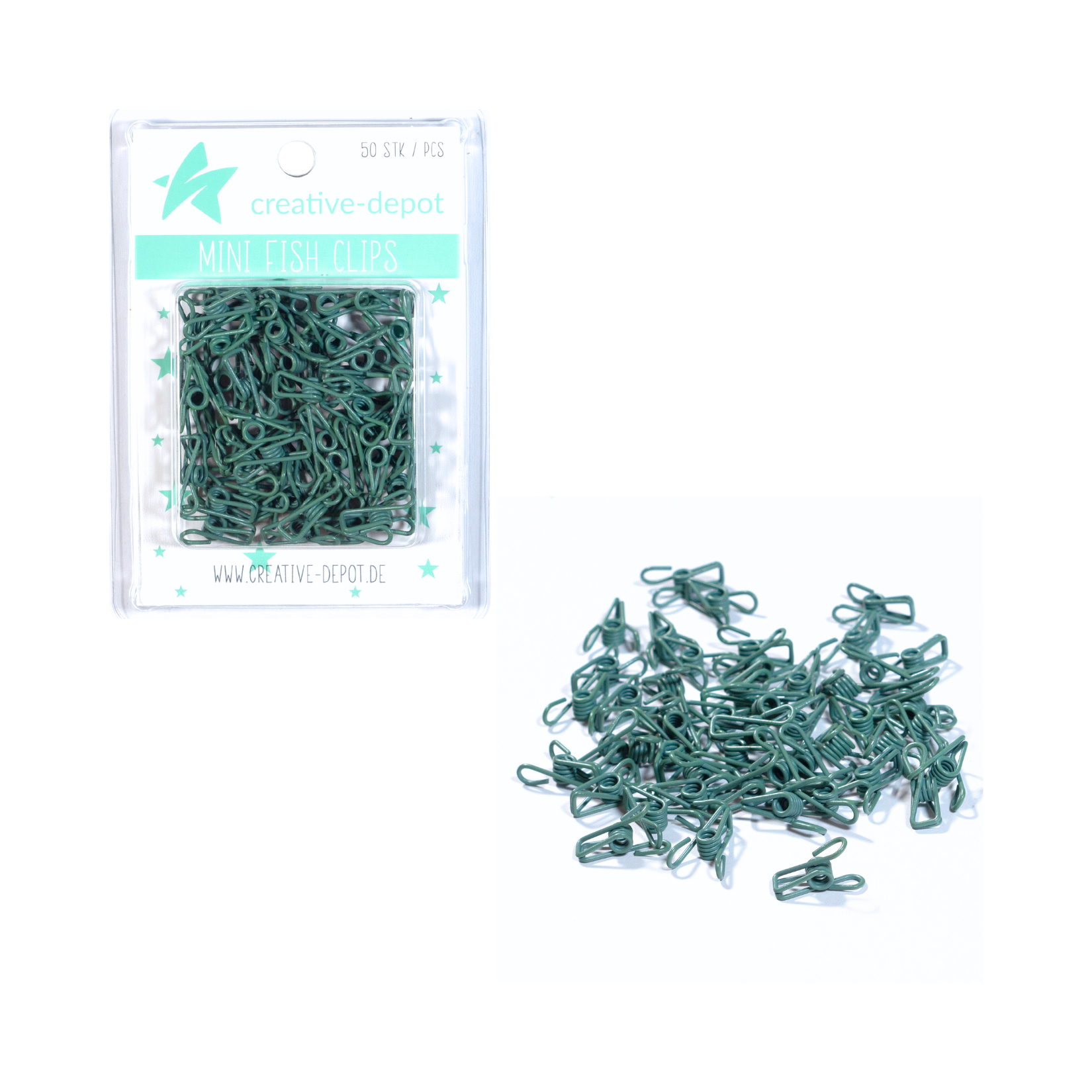 Mini Fish Clip - Moss - Matt - 50 pieces
