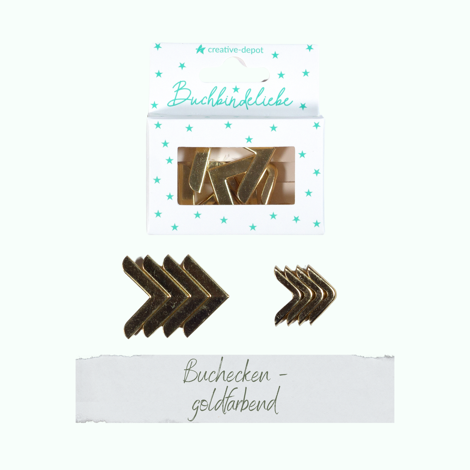 Buchecken - Gold - Buchbindeliebe - 8 Stück Buchecken - Gold - Buchbindeliebe - 8 Stück