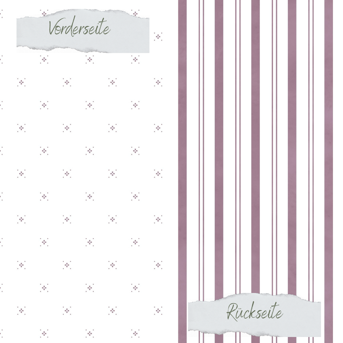 Designpapier - Basic - Malve - Blümchen + Streifen - Doppelseitig bedruckt