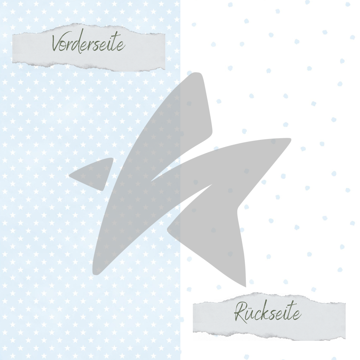 CD-BP-080 Papier à dessin - Basic - Baby Blau - Tupfen + Sternchen - Imprimé double face