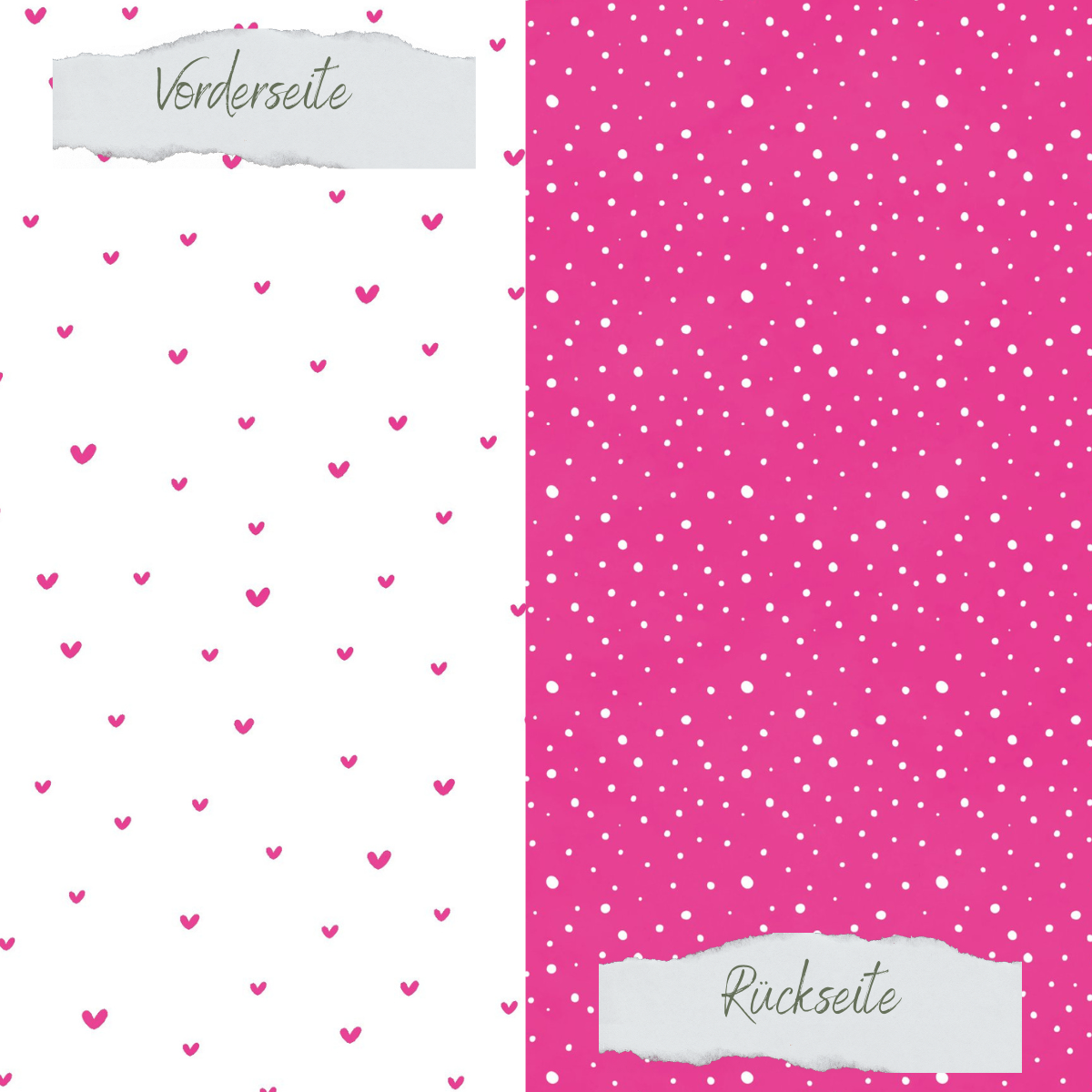 Papier Design - Basic - Sommerpink - Doodle Herzen + Sprenkel - Doppelseitig bedruckt