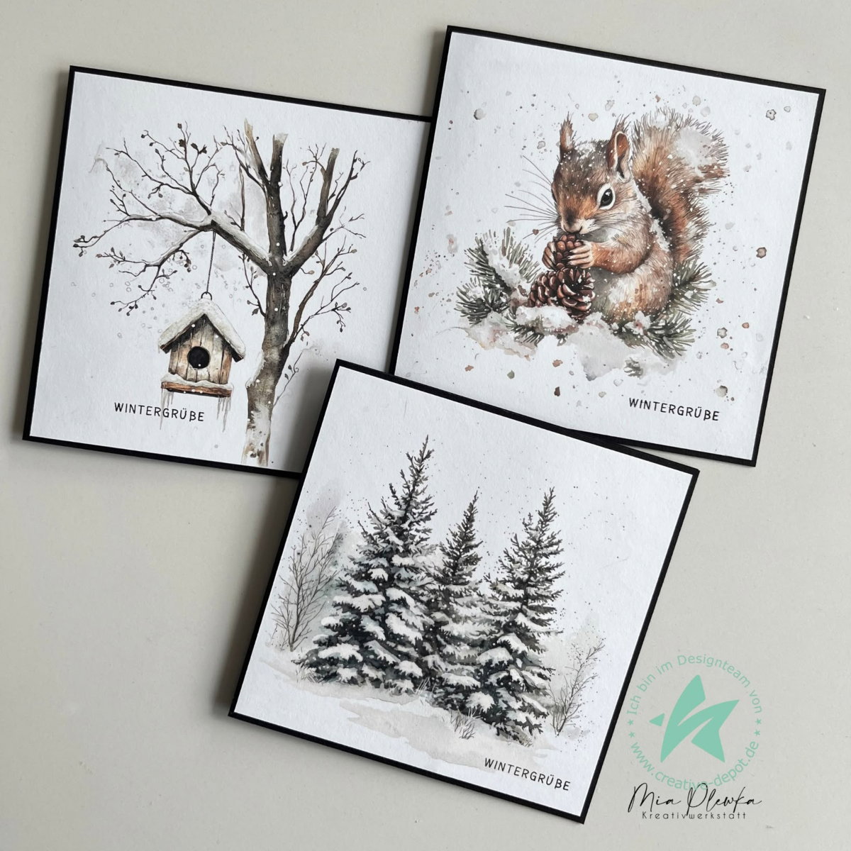 Designpapier - Großer Kartenaufleger - Winterbäume
