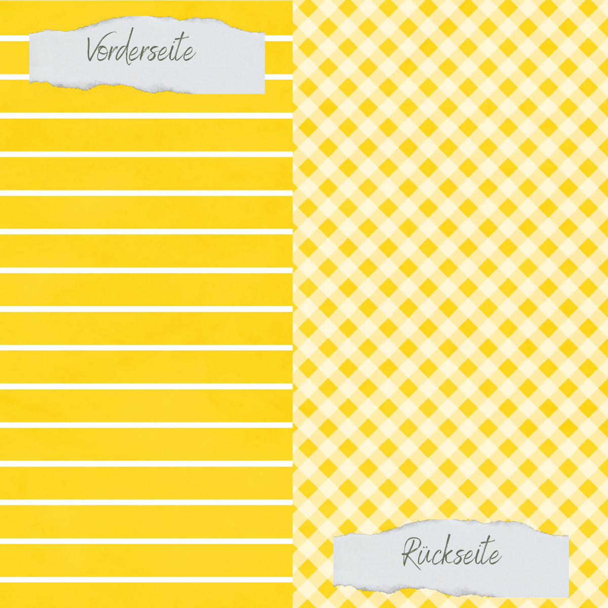 Papel de diseño - Basic - Ostergelb - Breite Linien + Karo - Doppelseitig bedruckt    Papel de diseño - Basic - Ostergelb - Breite Linien + Karo - Doppelseitig bedruckt