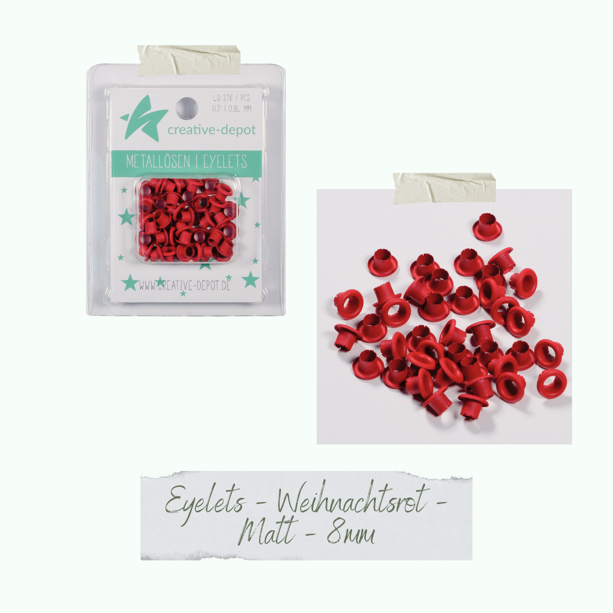 CD-EY-063_Eyelets-Weihnachtsot-Matt-8mm Eyelets - Weihnachtsrot - Matt - 8 mm