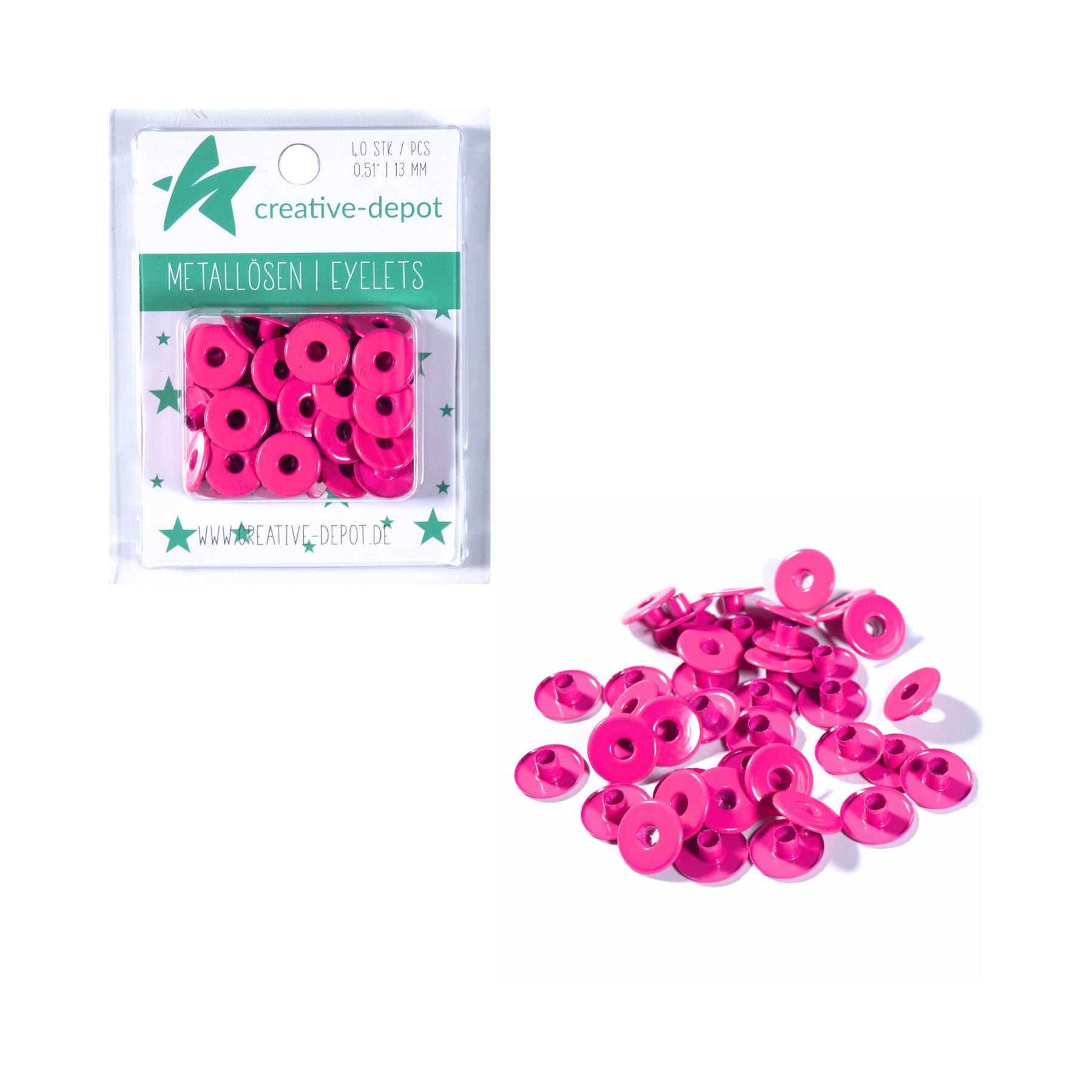 Oeillets larges - rose vif - 13mm