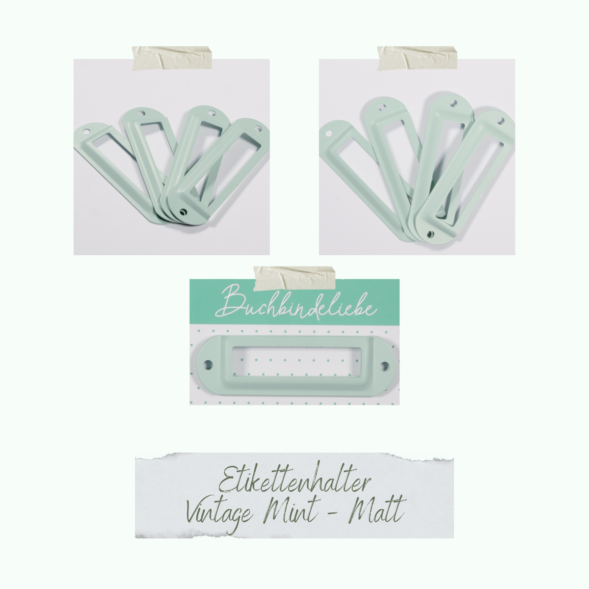 Etikettenhalter - Vintage Mint - Matt - Buchbindeliebe