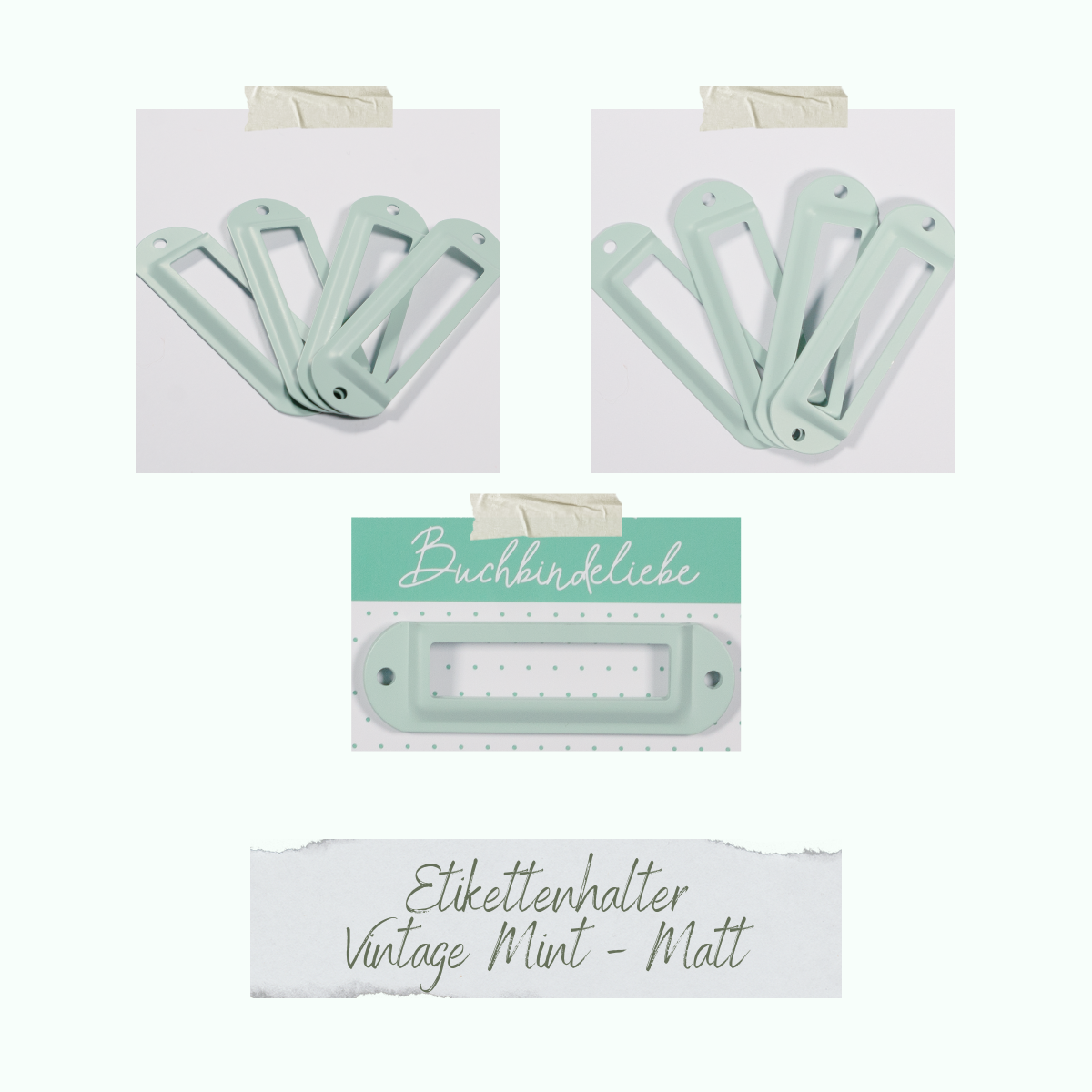 CD-BUM-027_Etikettenhalter-Vintage-Mint-Matt Etikettenhalter - Vintage Mint - Matt - Buchbindeliebe